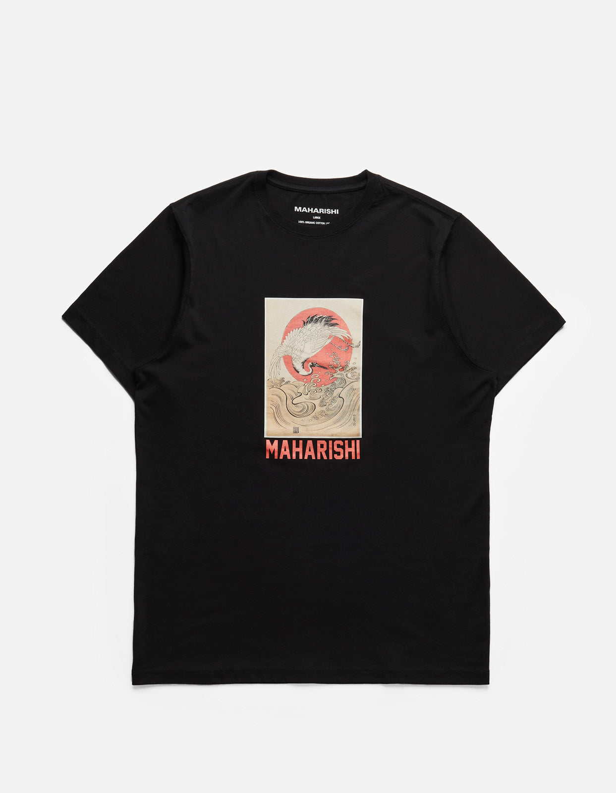 1072 Water Peace Crane T-Shirt Black