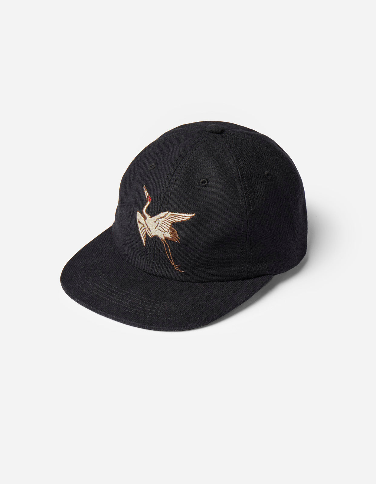 1107 Peace Crane 6 Panel Cap Black