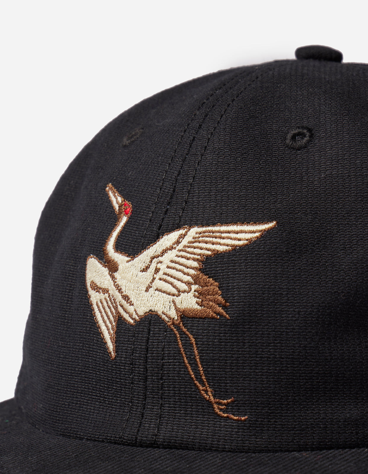 1107 Peace Crane 6 Panel Cap Black