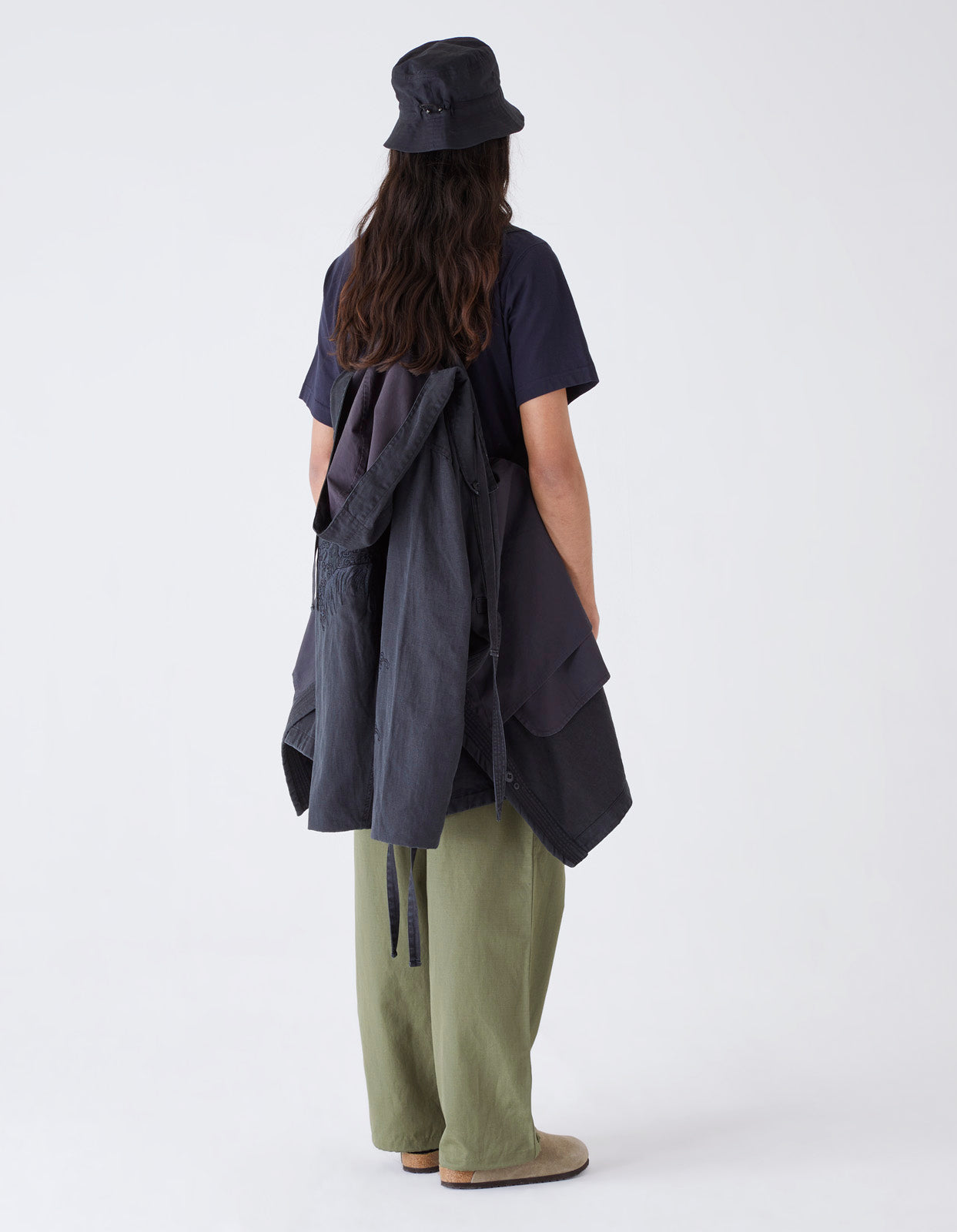 4240 Water Dragon Embroidered Kimono Parka Black BLK-108FF