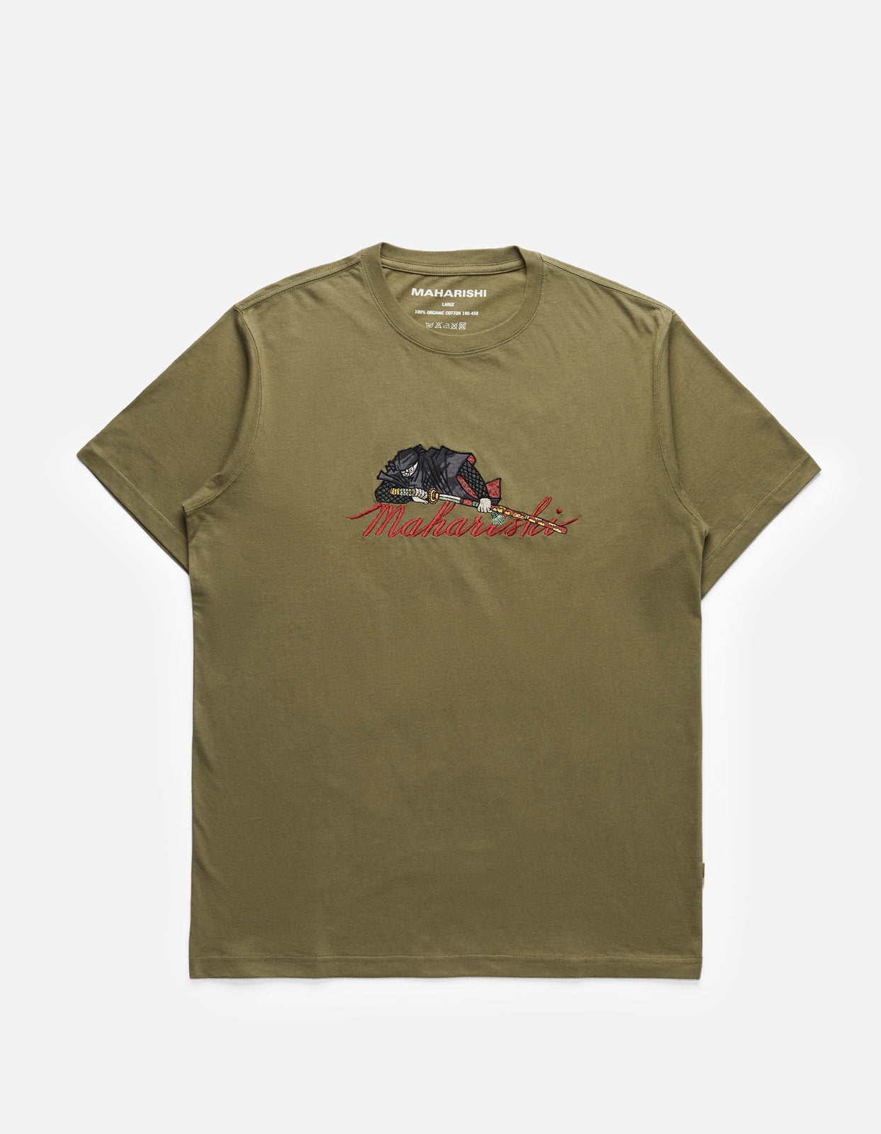 4501 Ninjutsu Embroidered T-Shirt Olive OG-107F