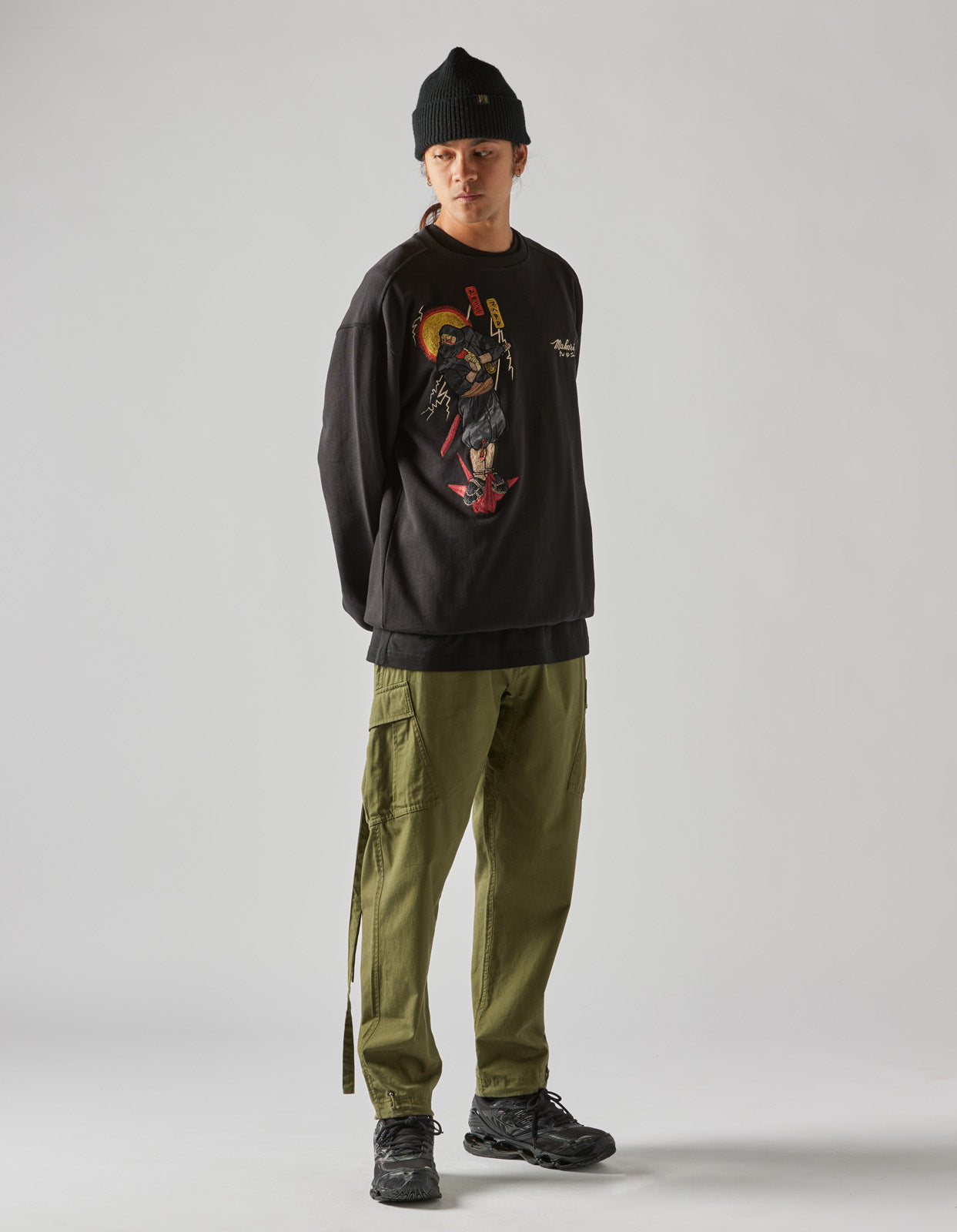 4503 Shinobi Embroidered Crew Sweat Black