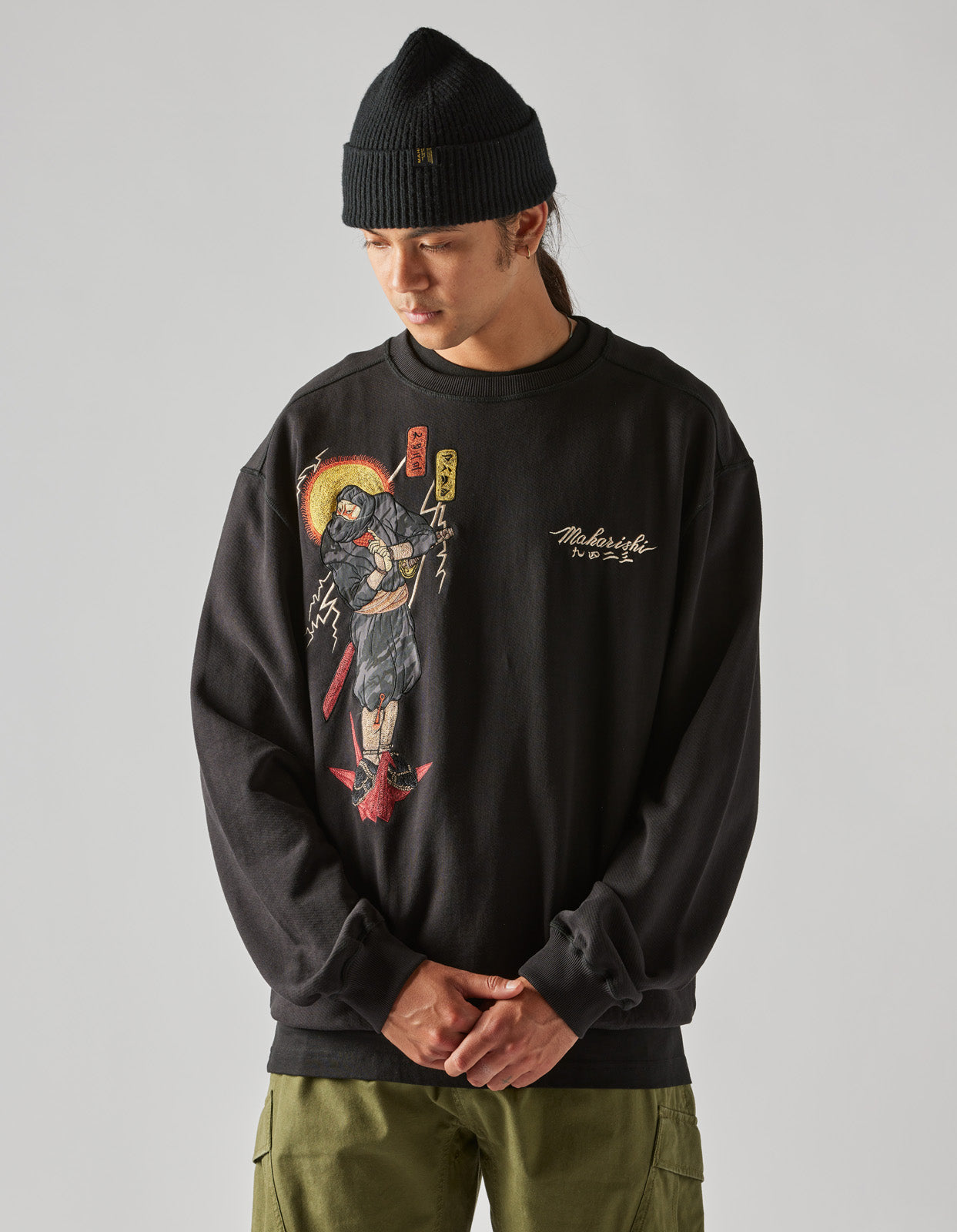 4503 Shinobi Embroidered Crew Sweat Black