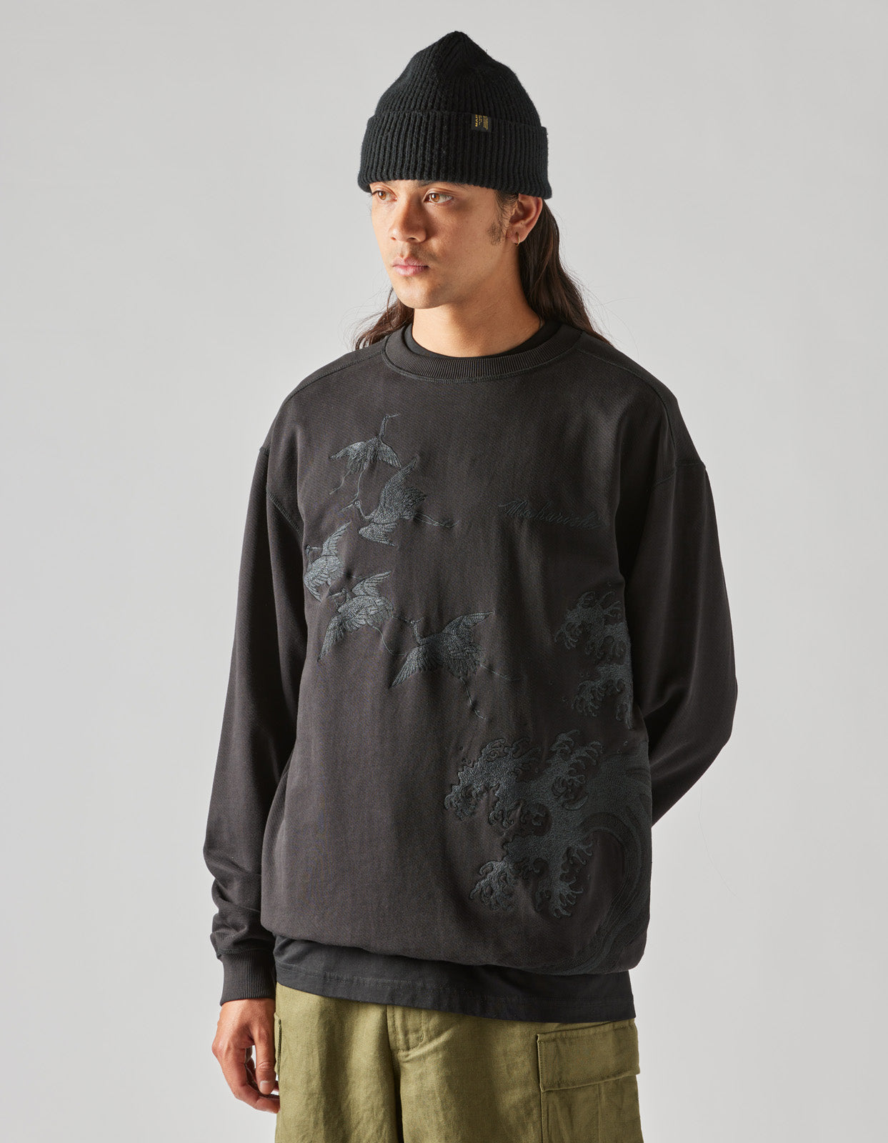 4505 Flying Peace Cranes Crew Sweat Black