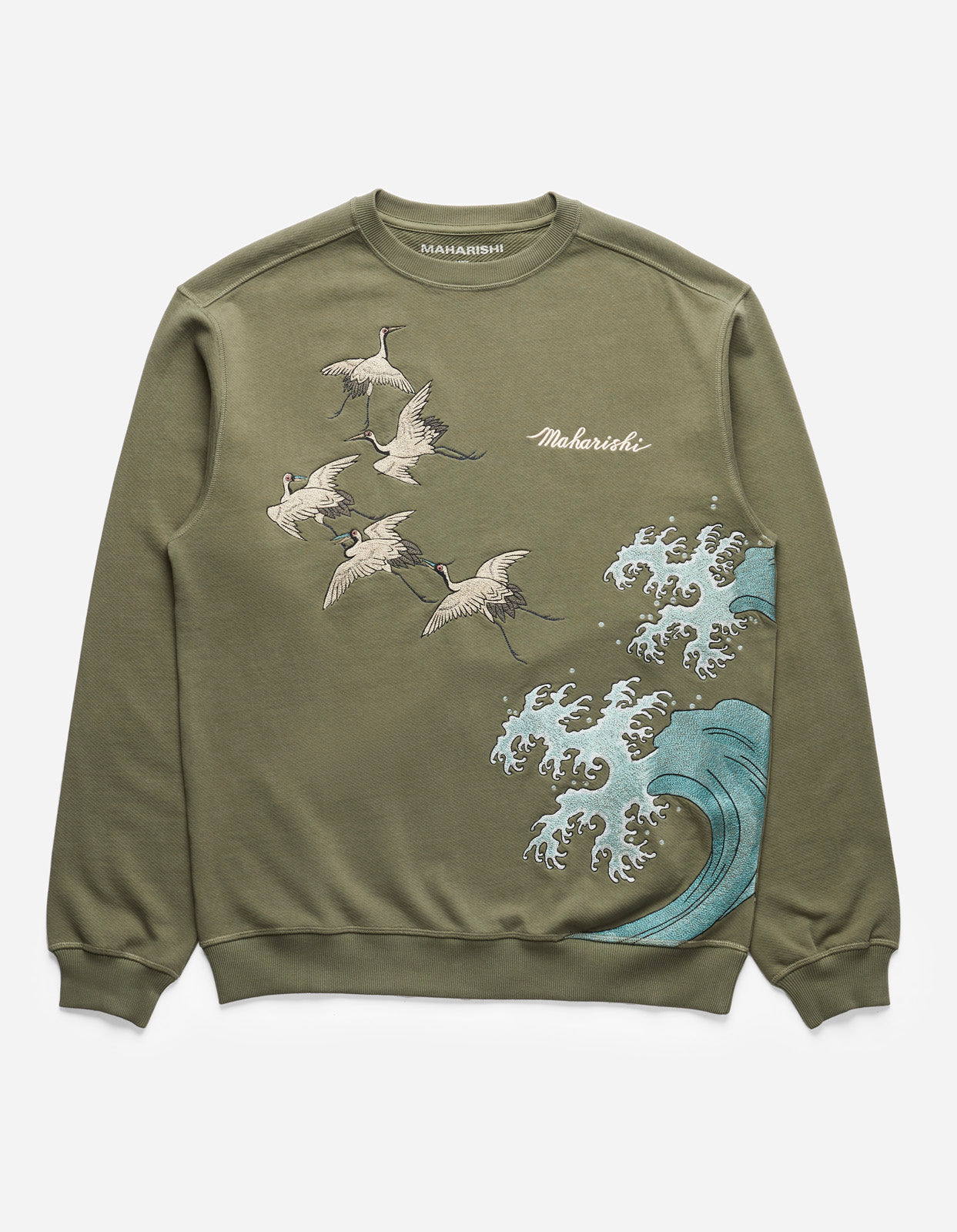 4505 Flying Peace Cranes Crew Sweat Olive OG-107F