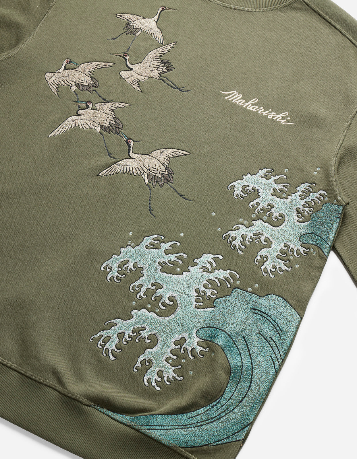4505 Flying Peace Cranes Crew Sweat Olive OG-107F