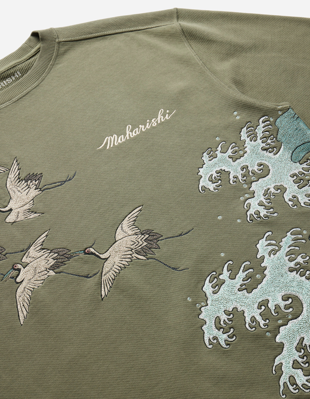 4505 Flying Peace Cranes Crew Sweat Olive OG-107F