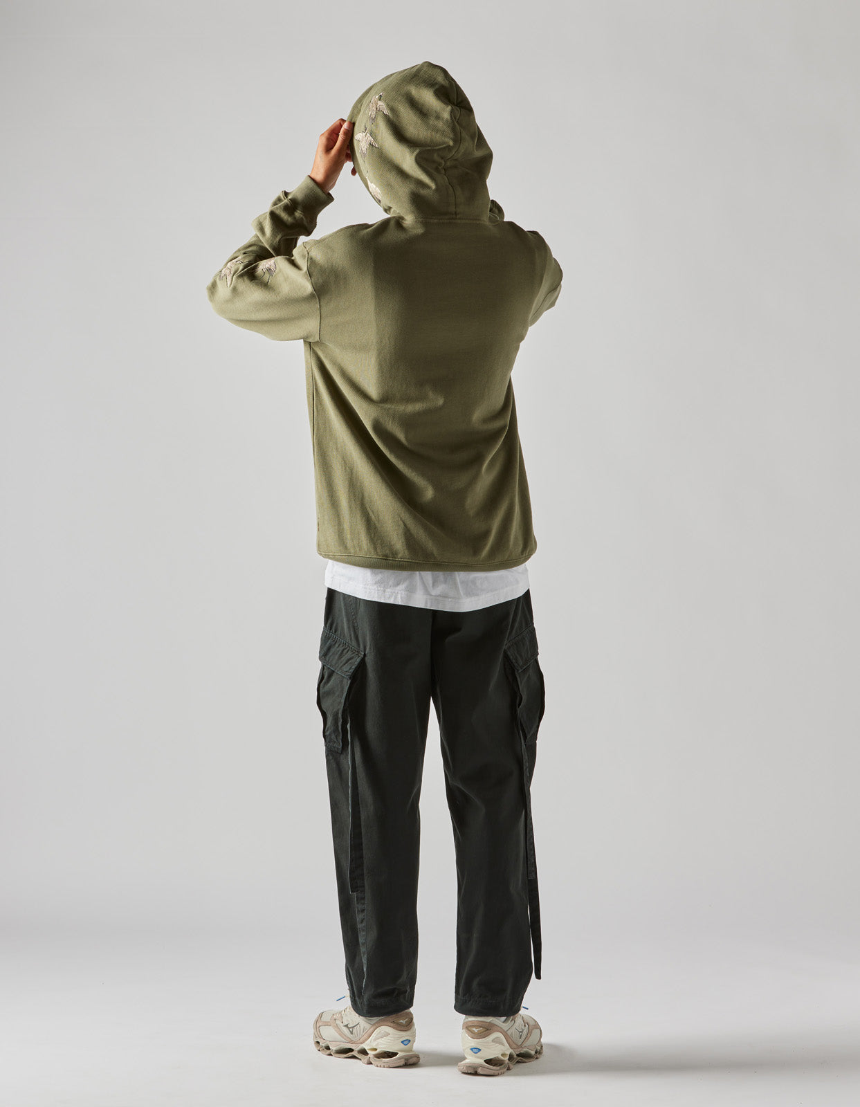 4506 Peace Cranes Hooded Sweat Olive OG-107F