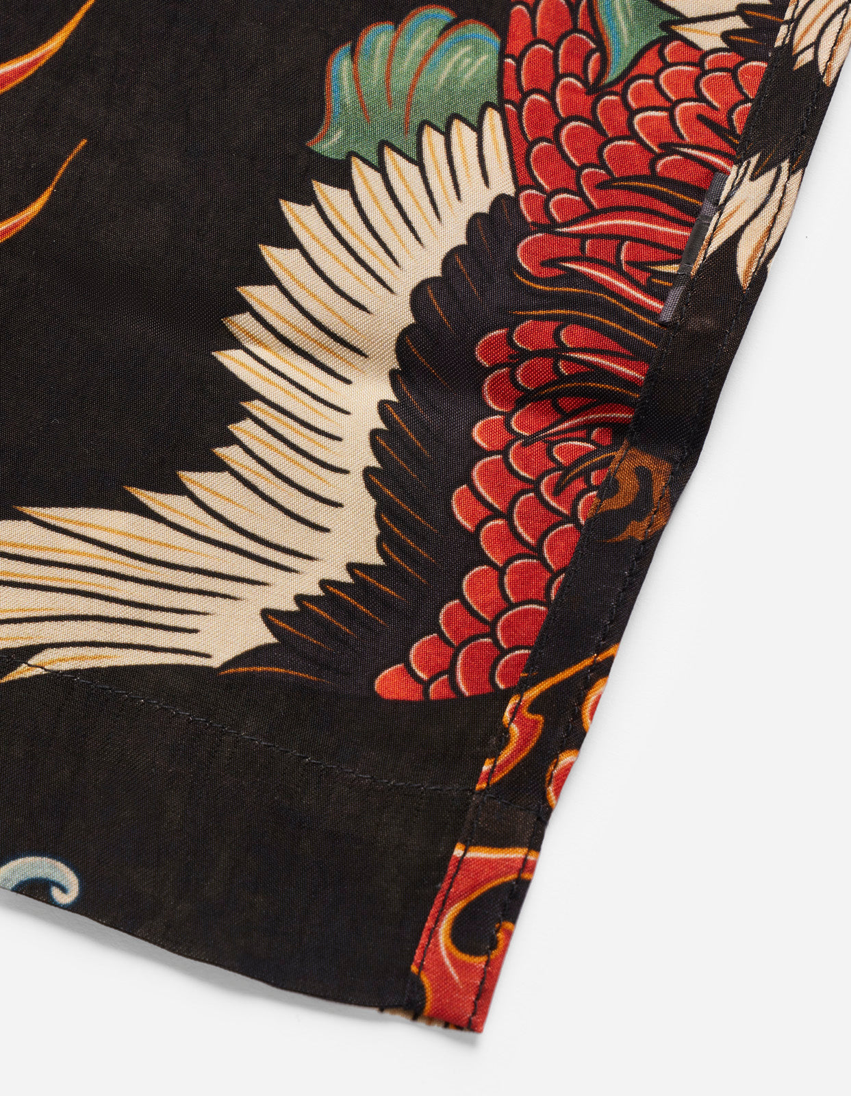 4509 Peace Cranes Camp-Collar Shirt Black