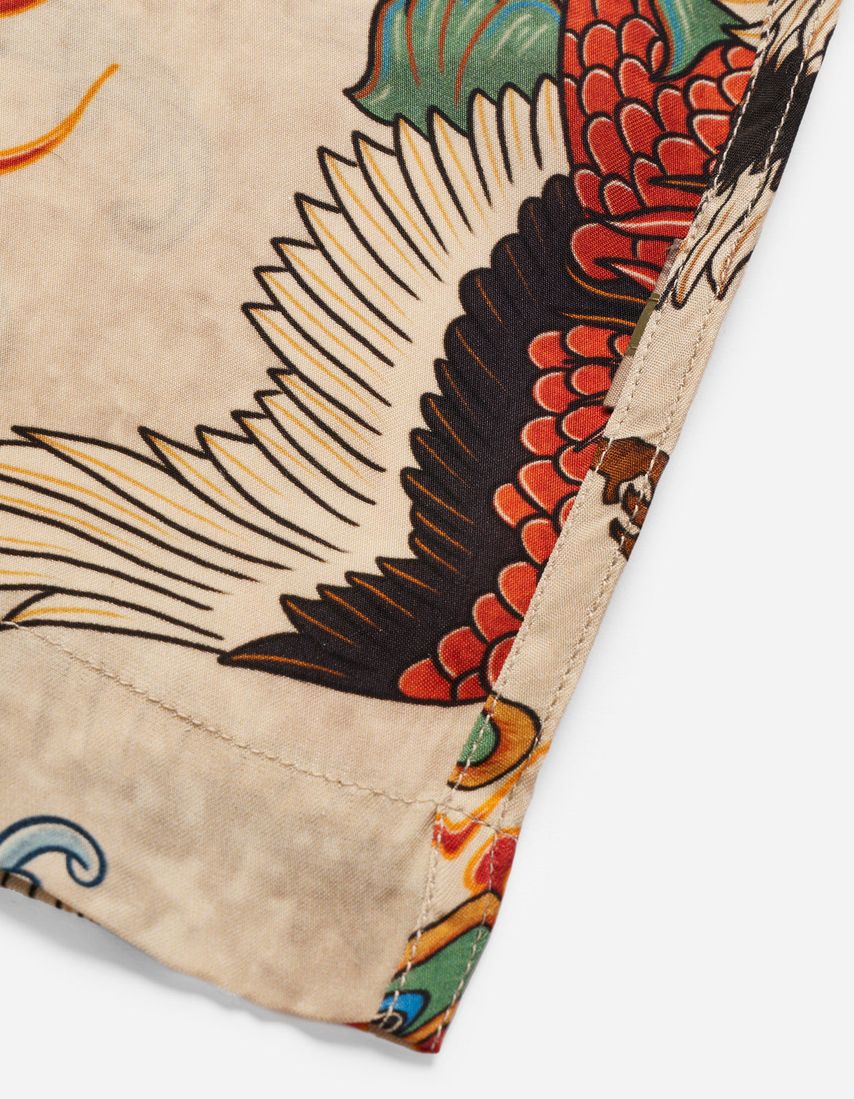 4509 Peace Cranes Camp-Collar Shirt Ecru