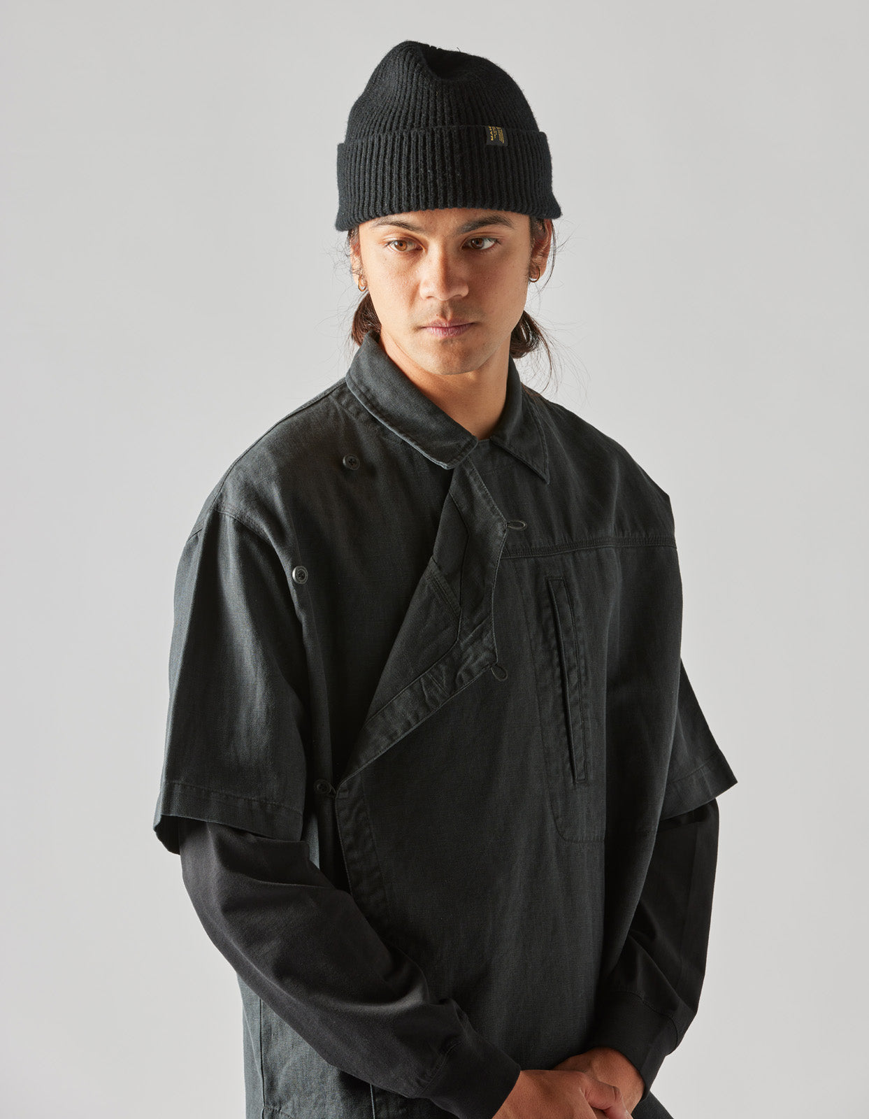 4512 Asym Monk Shirt Black