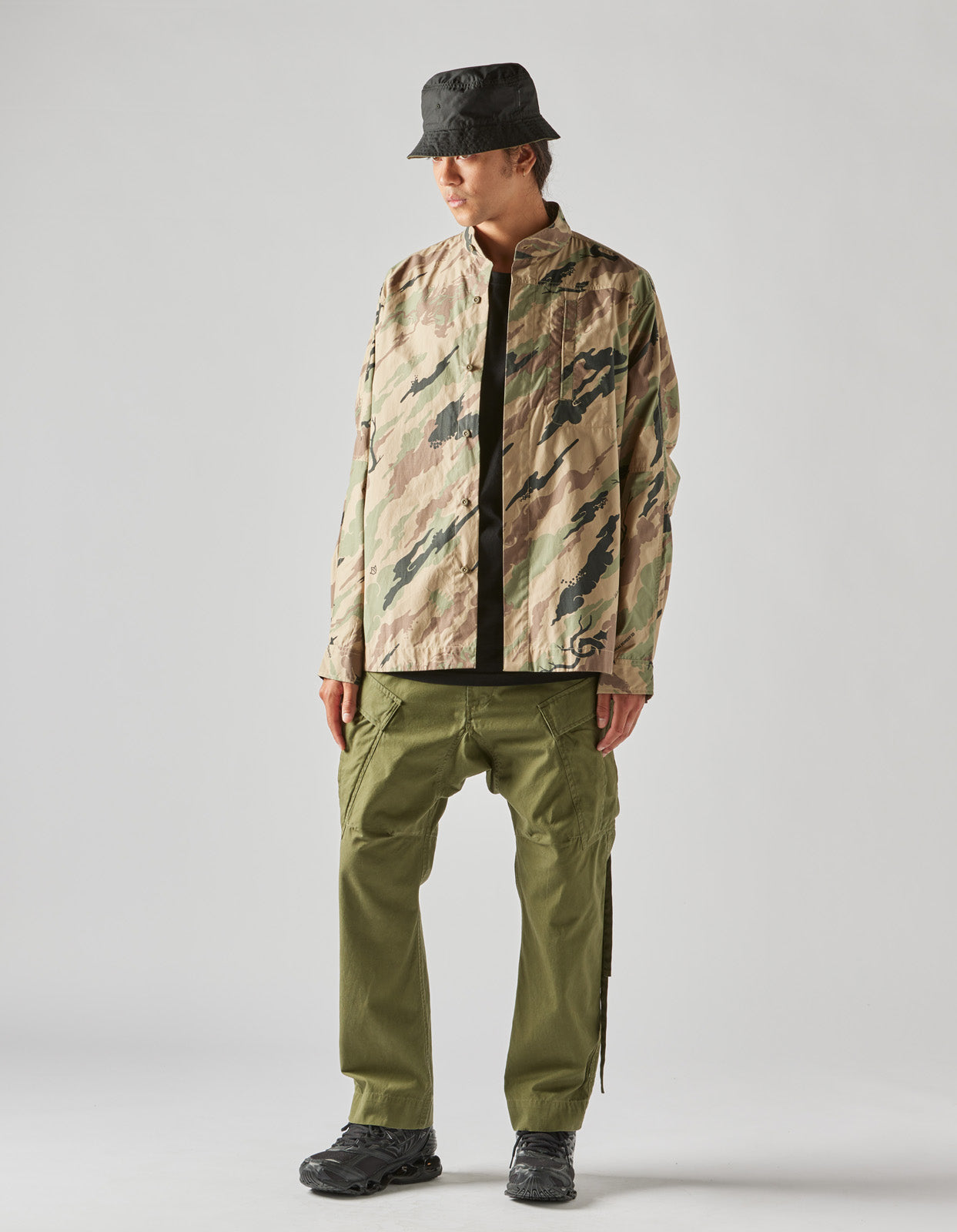4522 Camo Stand Collar Shirt Woodland