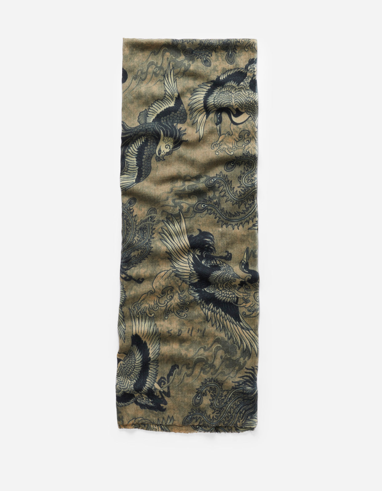 4531 Peace Cranes Pashmina Olive Subdued