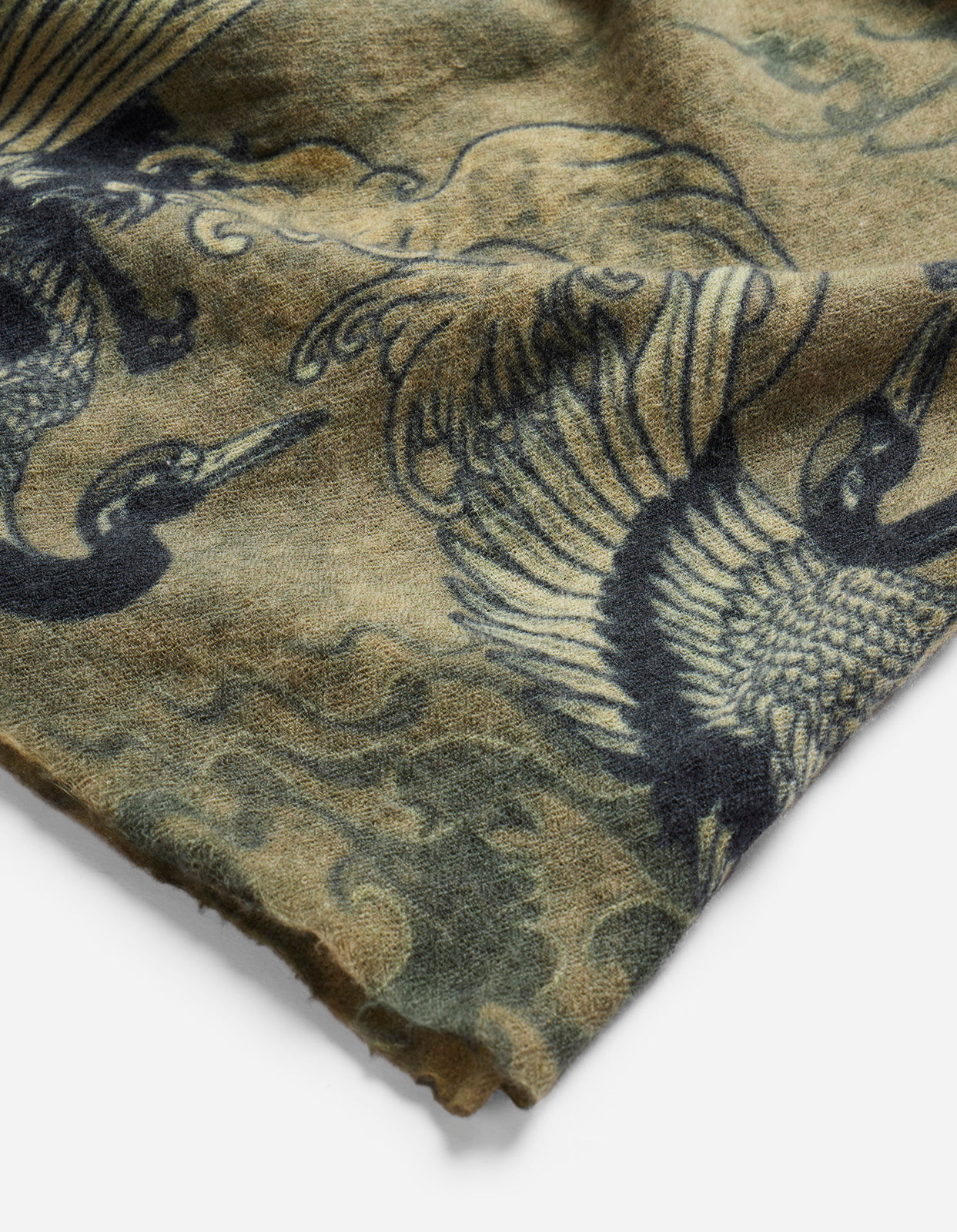 4531 Peace Cranes Pashmina Olive Subdued