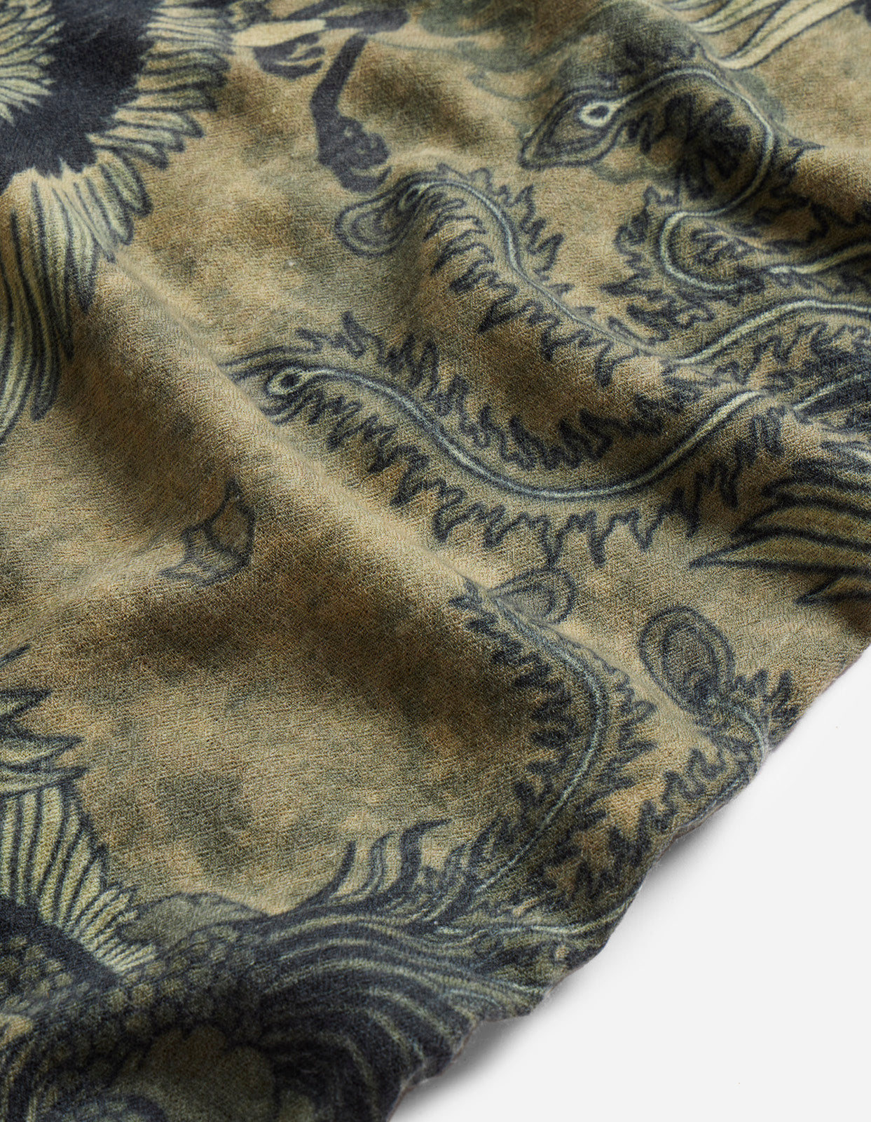 4531 Peace Cranes Pashmina Olive Subdued