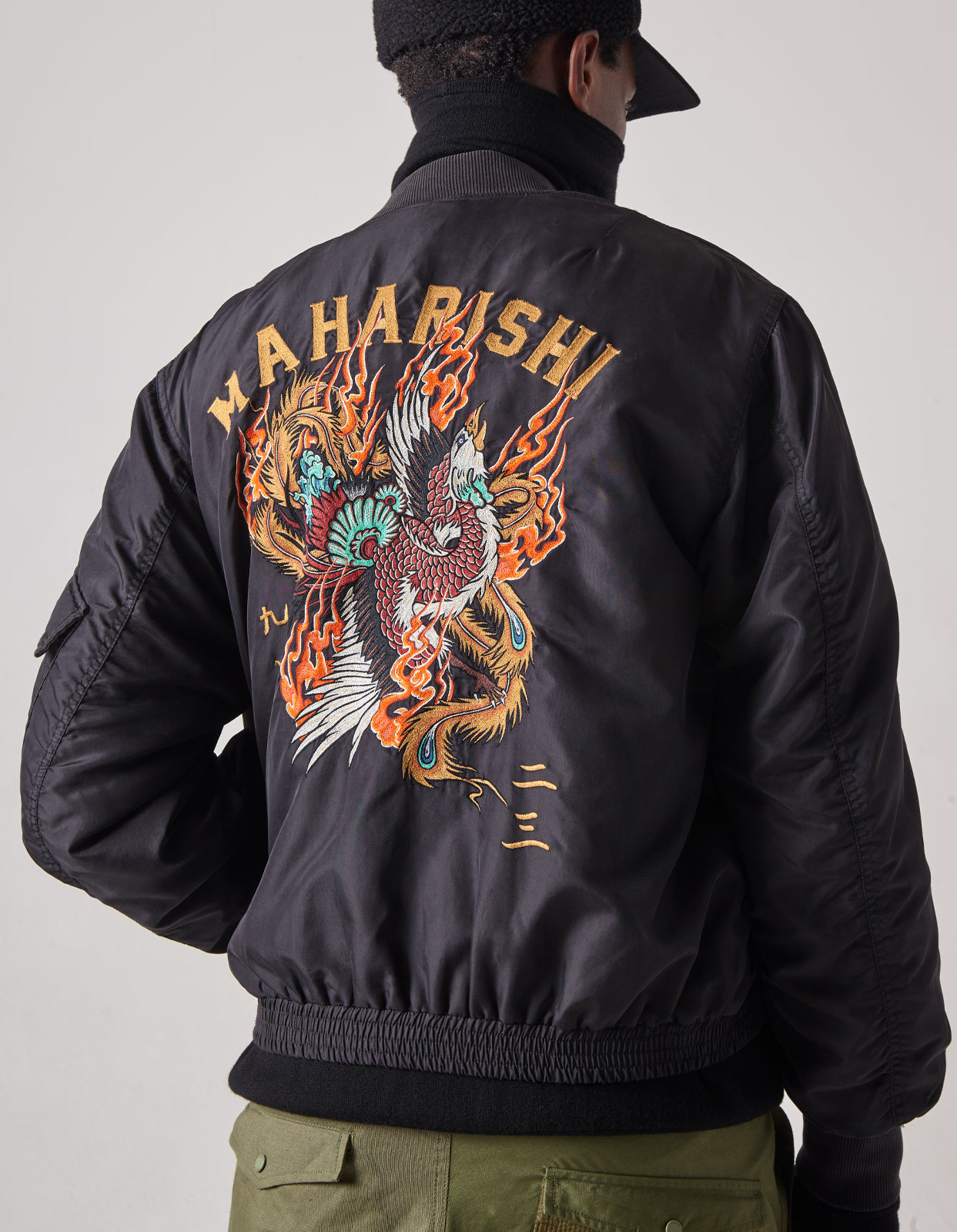 4534 Fire Phoenix MA1 Flight Jacket Black