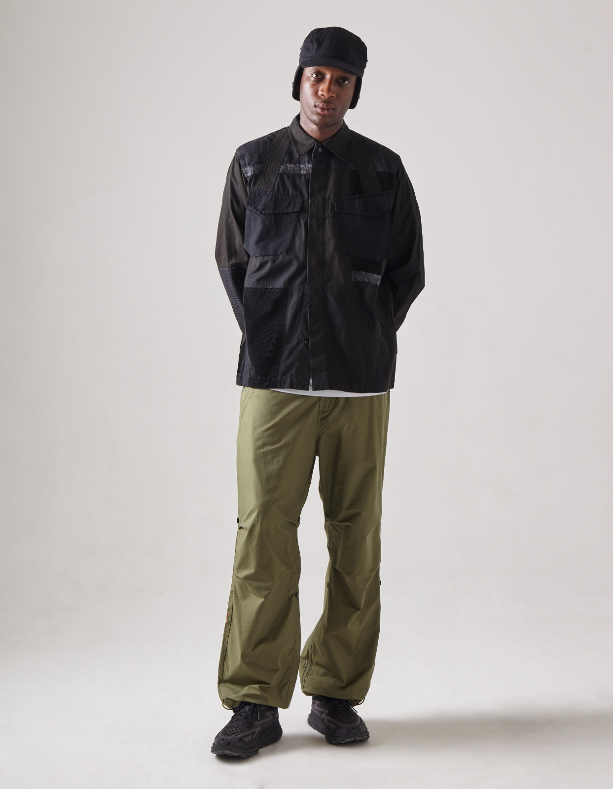 4556 Tugihagi Patchwork Tobi Shirt Black