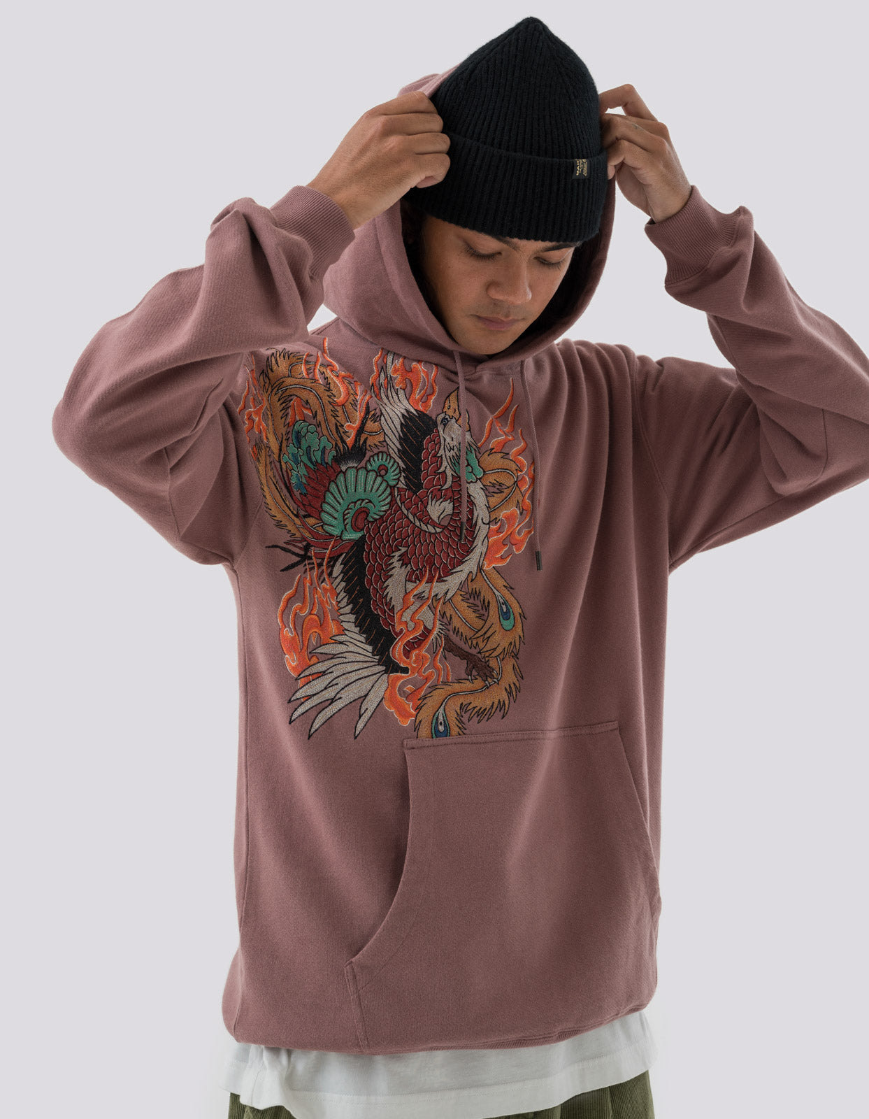 4537 Fire Phoenix Hooded Sweat Murasaki Purple