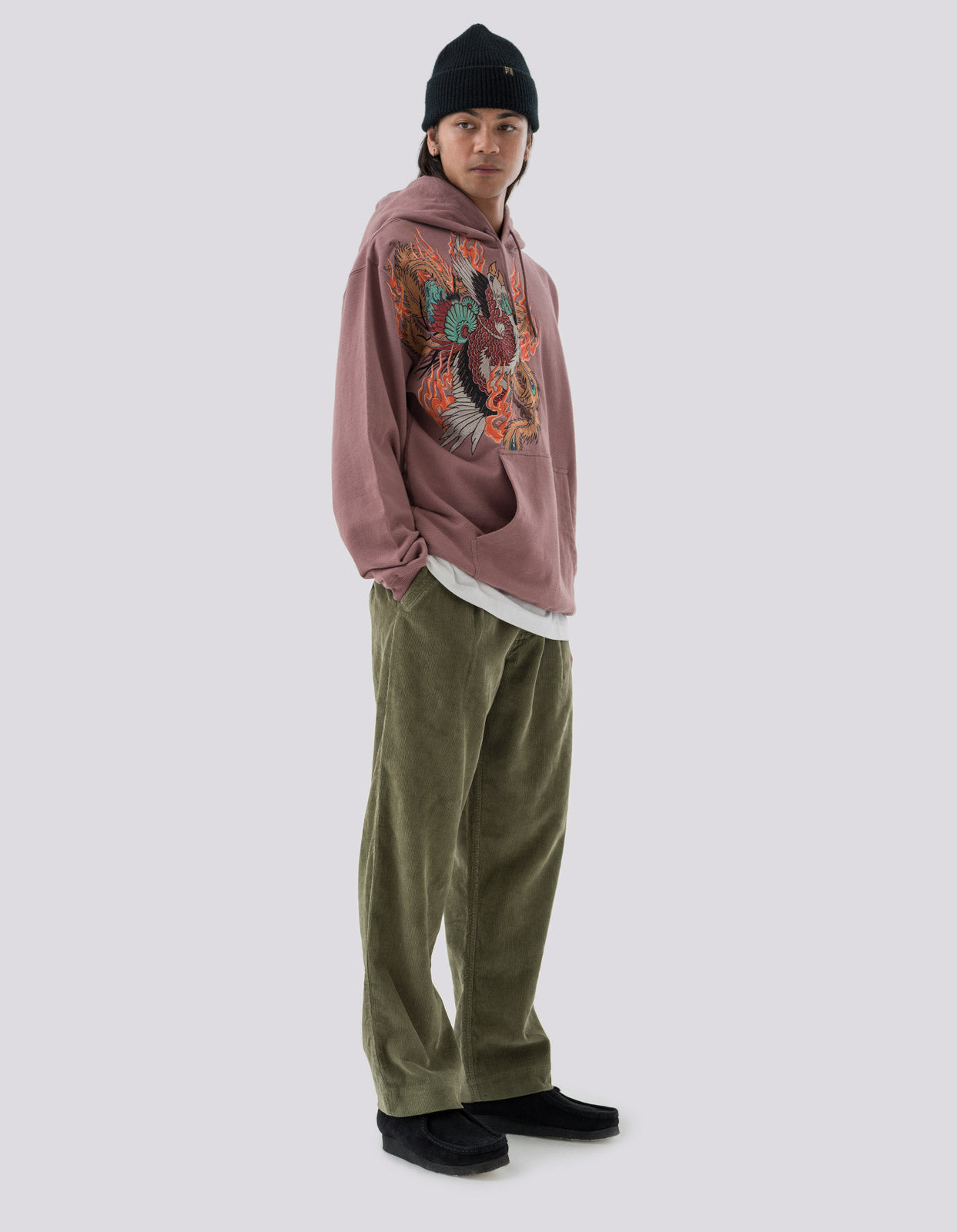 4537 Fire Phoenix Hooded Sweat Murasaki Purple