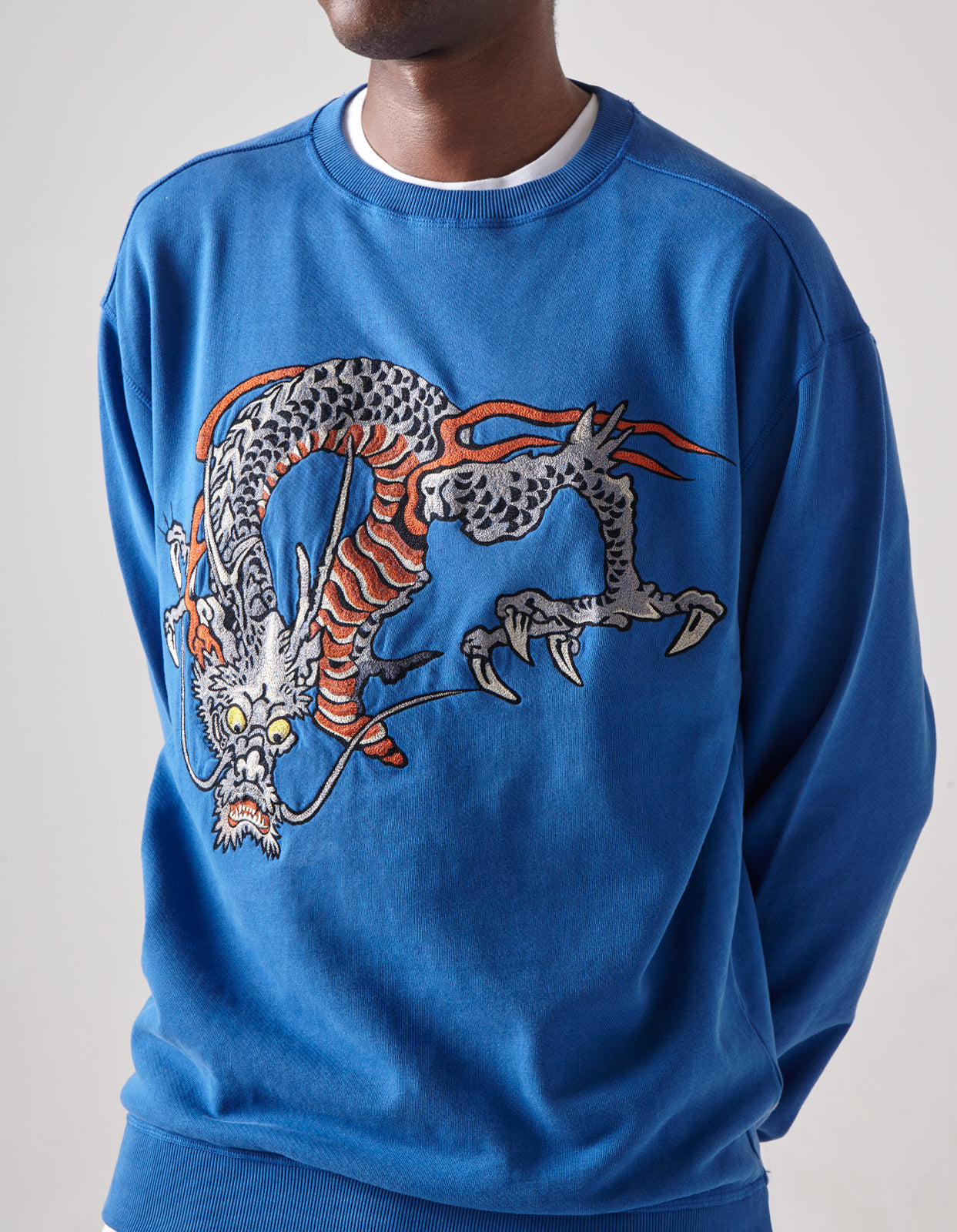 4542 Duelling Dragons Crew Sweat Workwear Blue