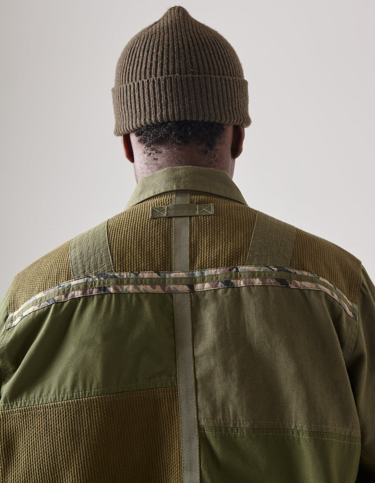 4556 Tugihagi Patchwork Tobi Shirt Olive