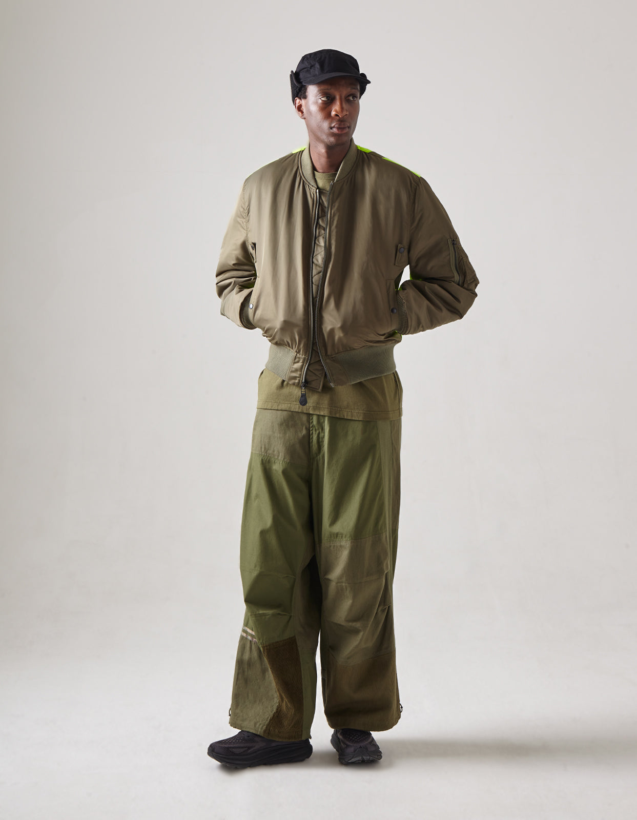 4595 Hi-Vis MA-1 Flight Jacket Olive/Neon Yellow