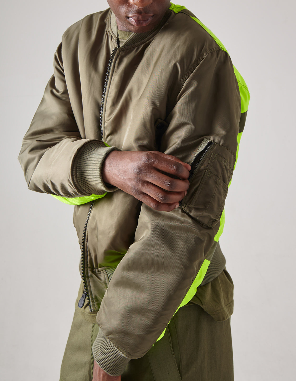 4595 Hi-Vis MA-1 Flight Jacket Olive/Neon Yellow