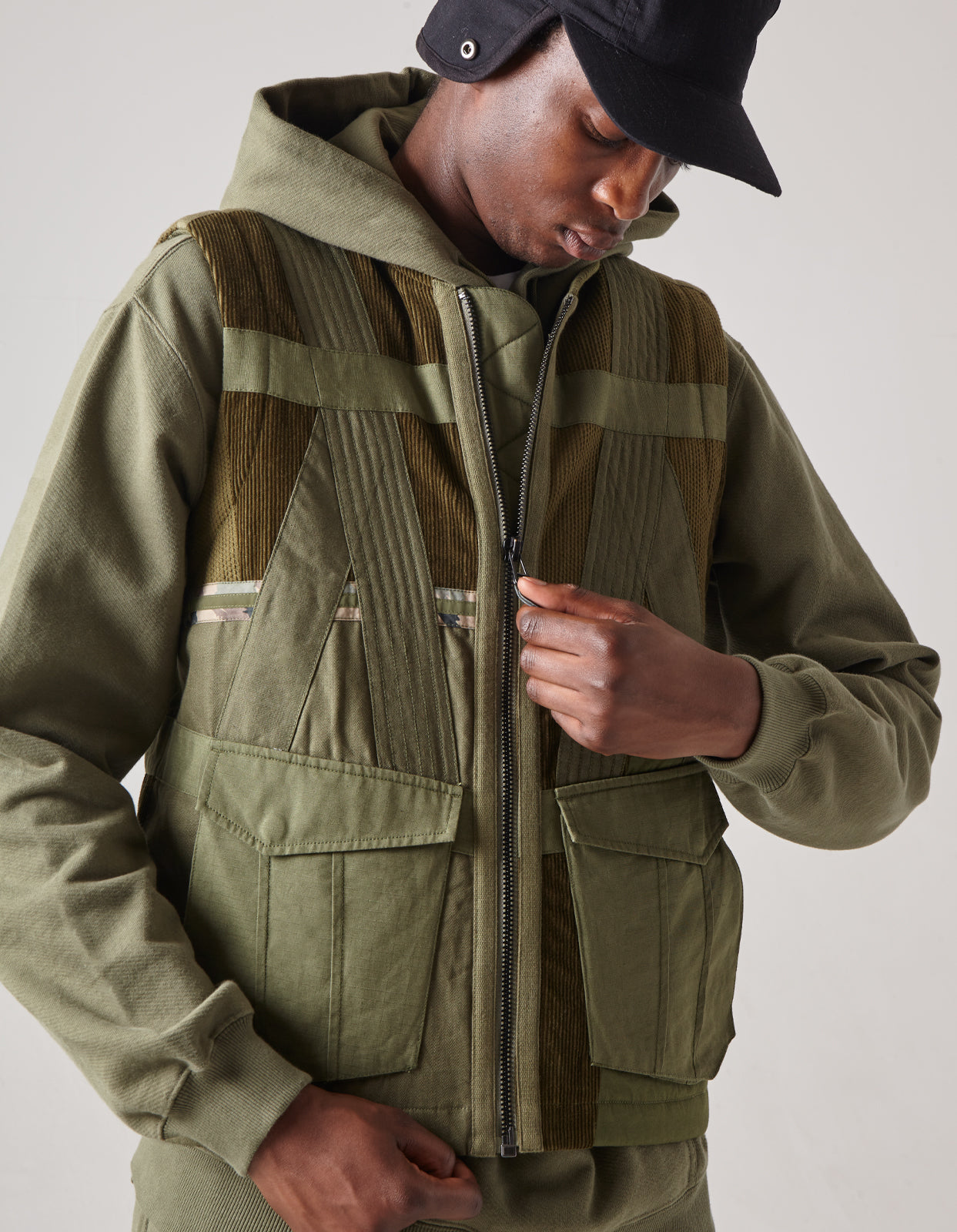 4558 Tugihagi Patchwork Tobi Vest Olive