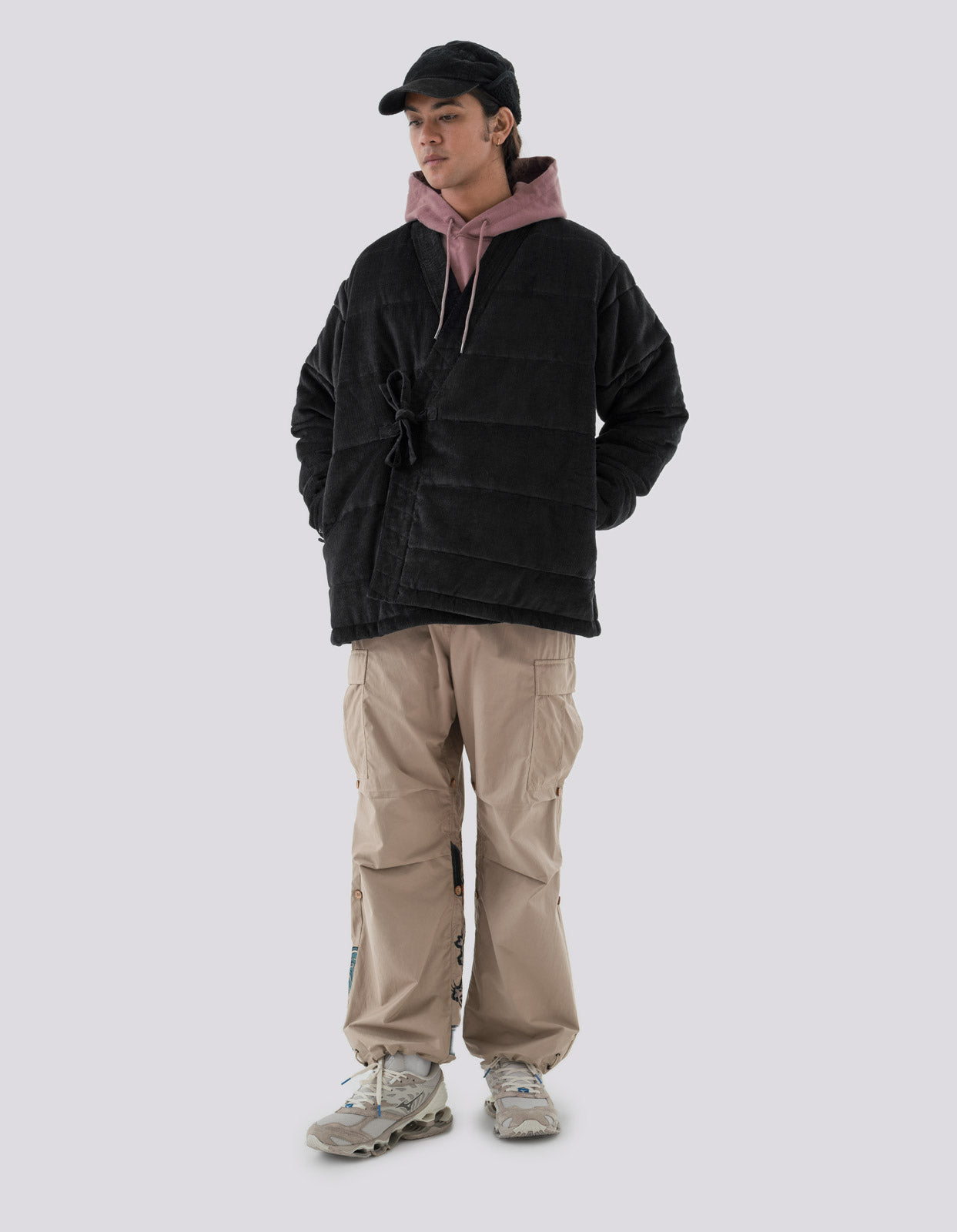 4570 Hemp Cord Padded Kimono Black
