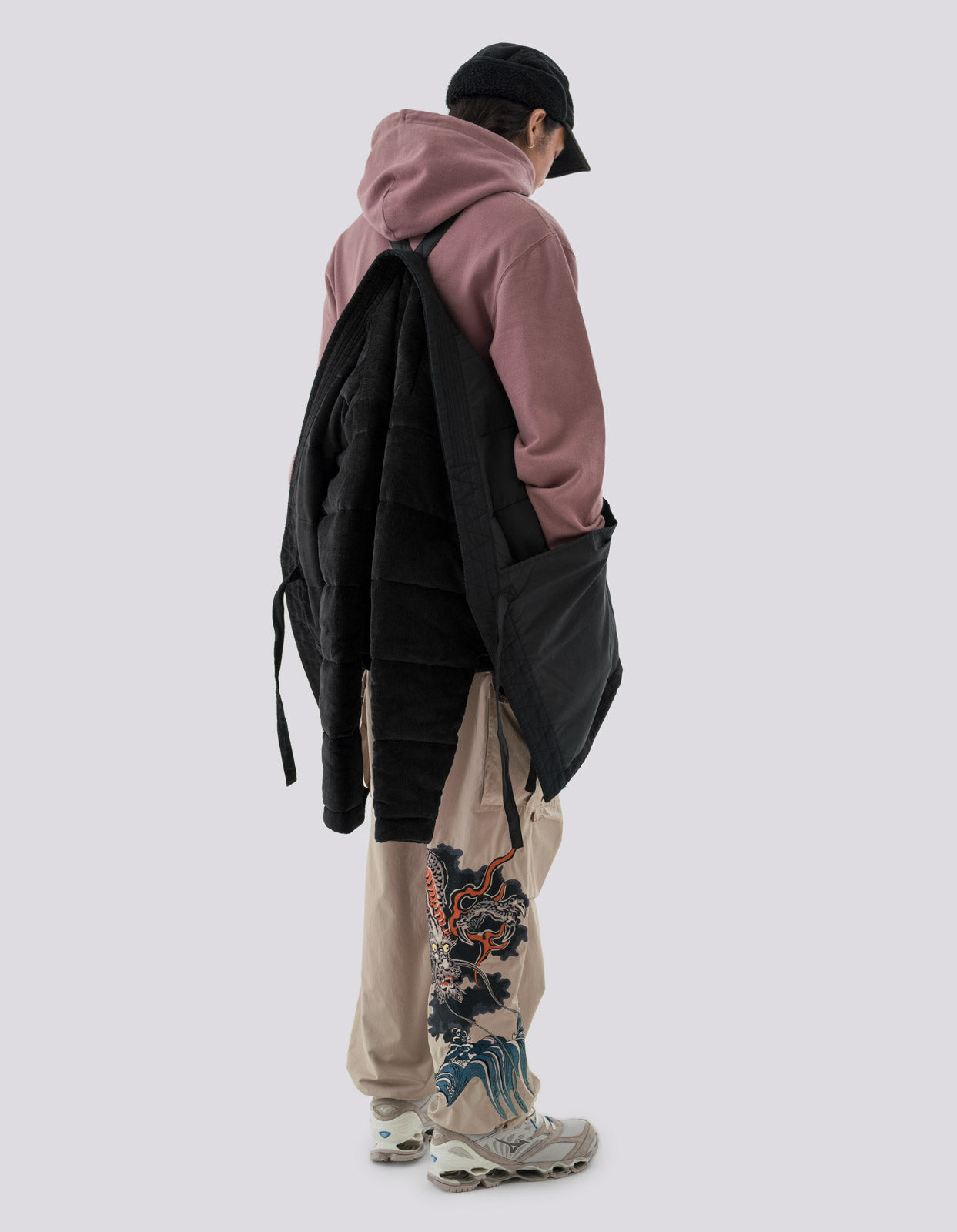 4570 Hemp Cord Padded Kimono Black