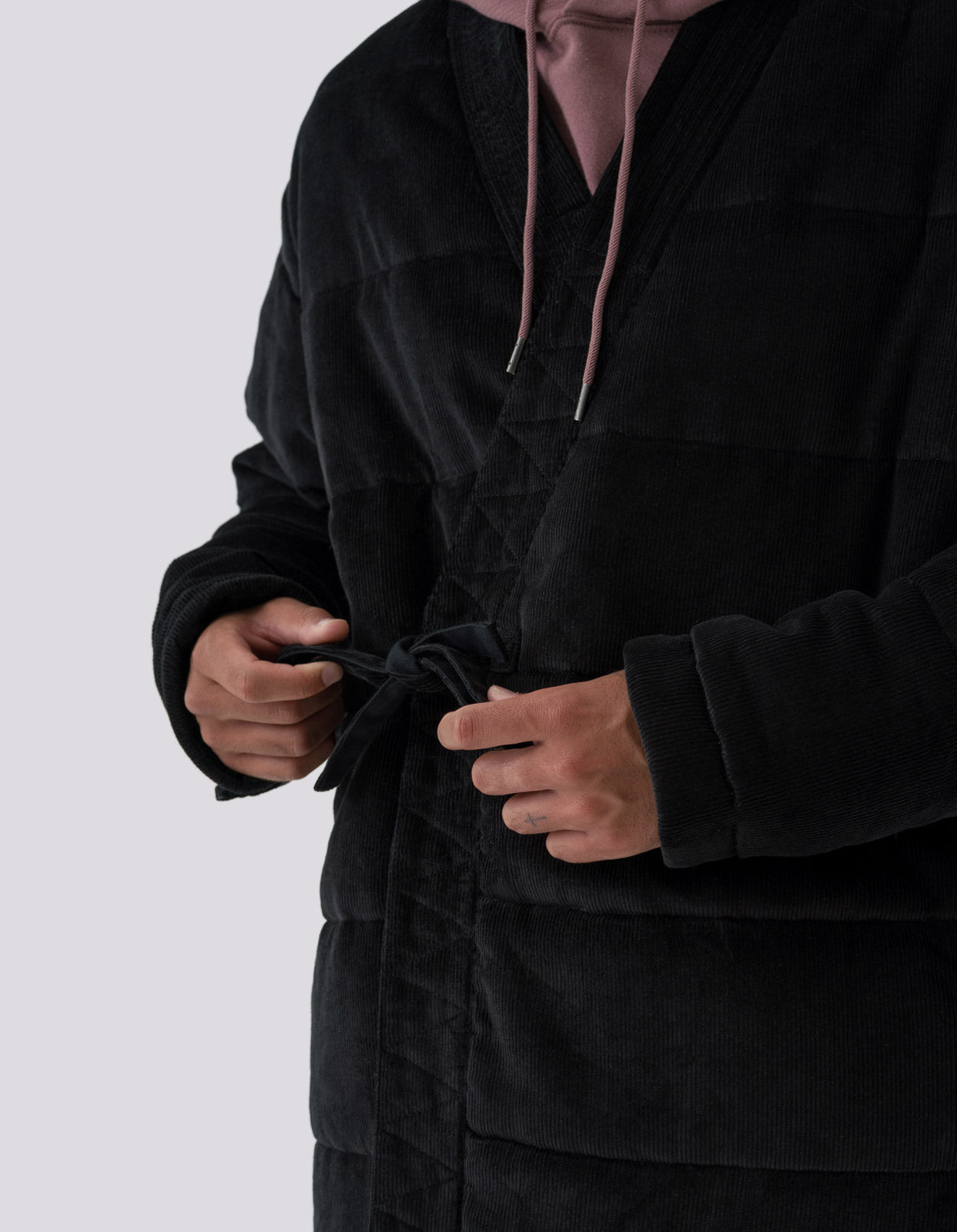 4570 Hemp Cord Padded Kimono Black