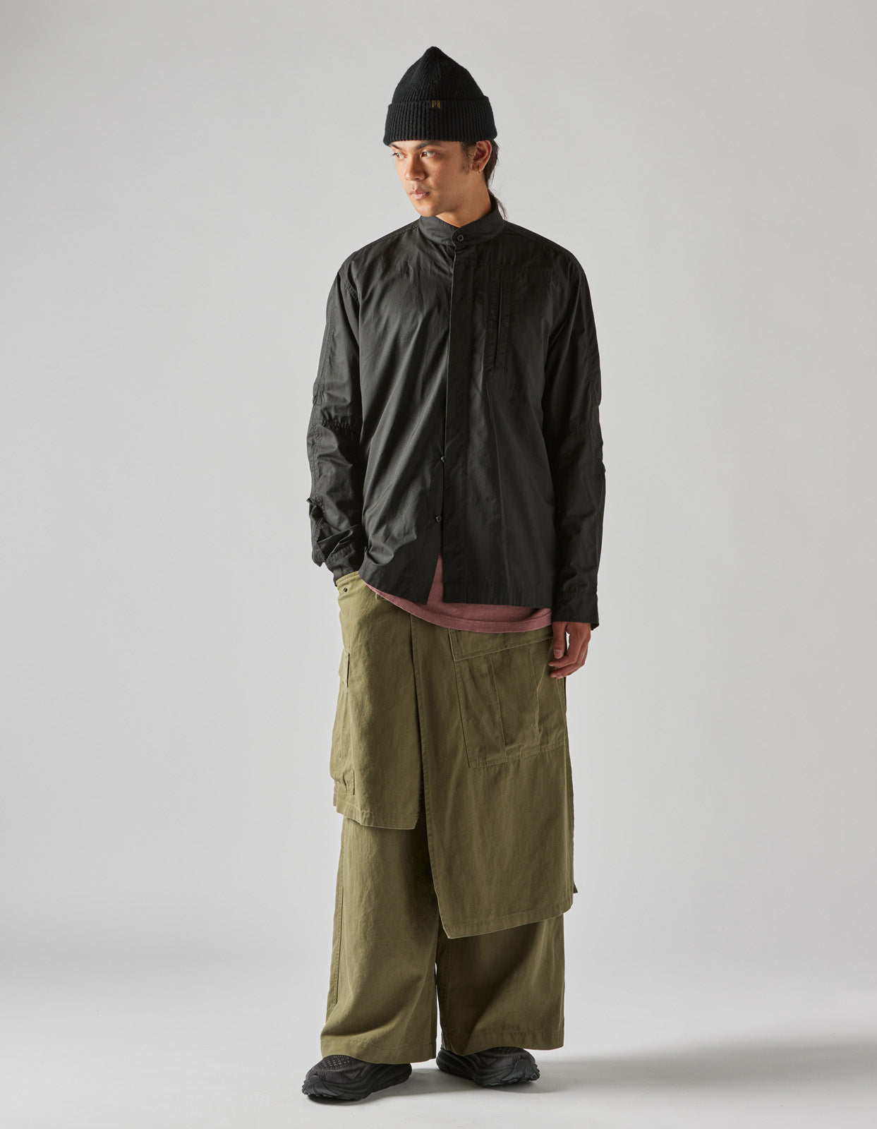 4585 Stand Collar Shirt Black