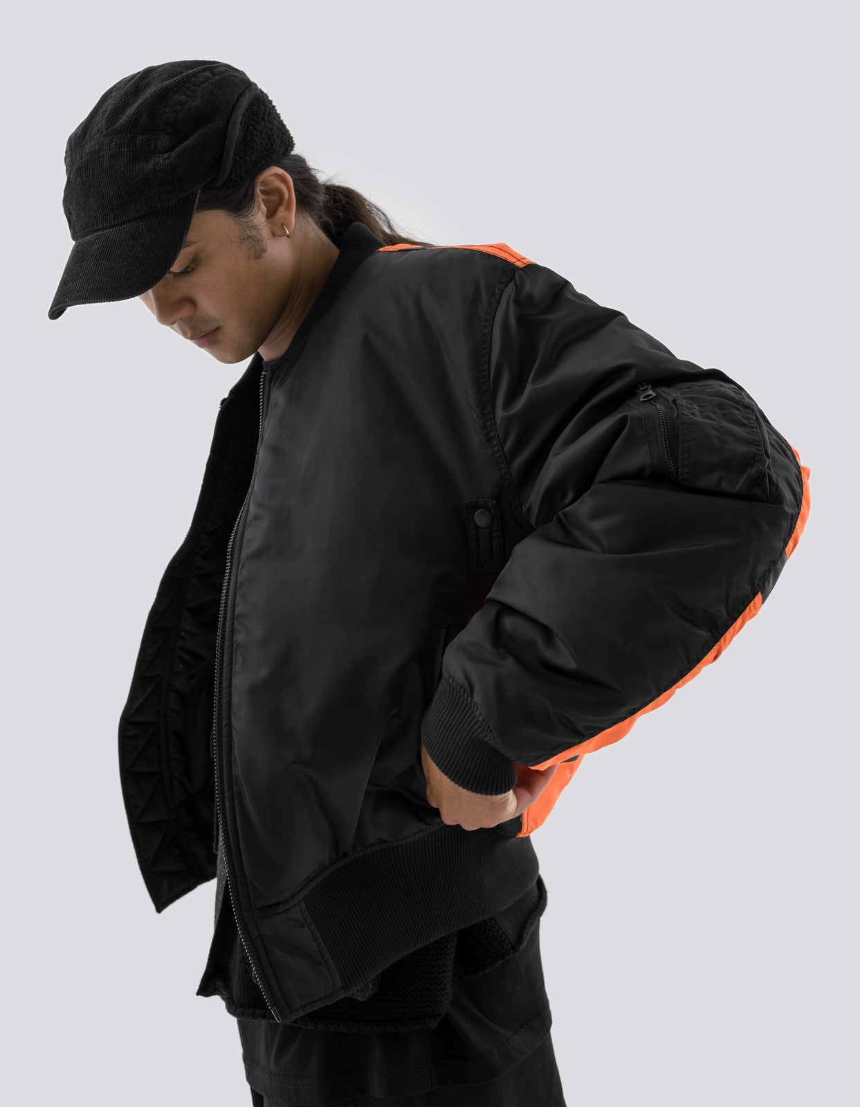 4595 Hi-Vis MA-1 Flight Jacket Black/Neon Orange