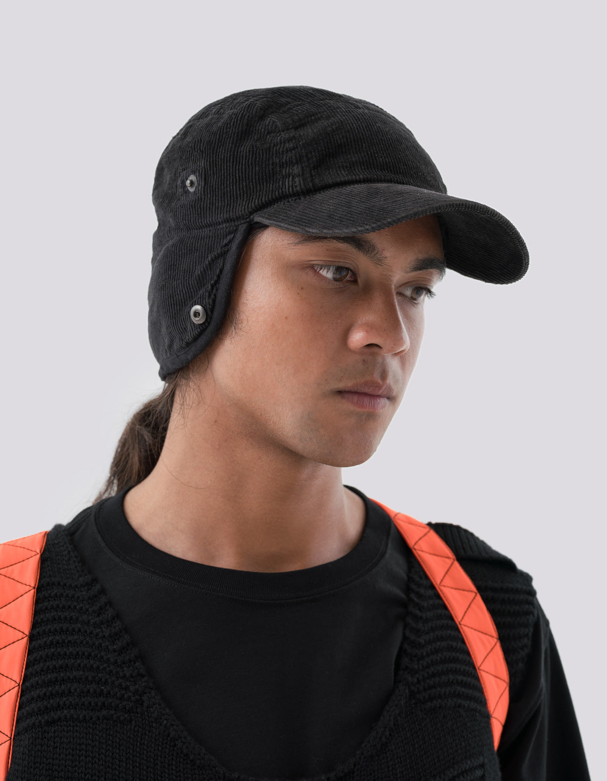 4617 Hemp Cord 5 Panel Aviator Cap Black