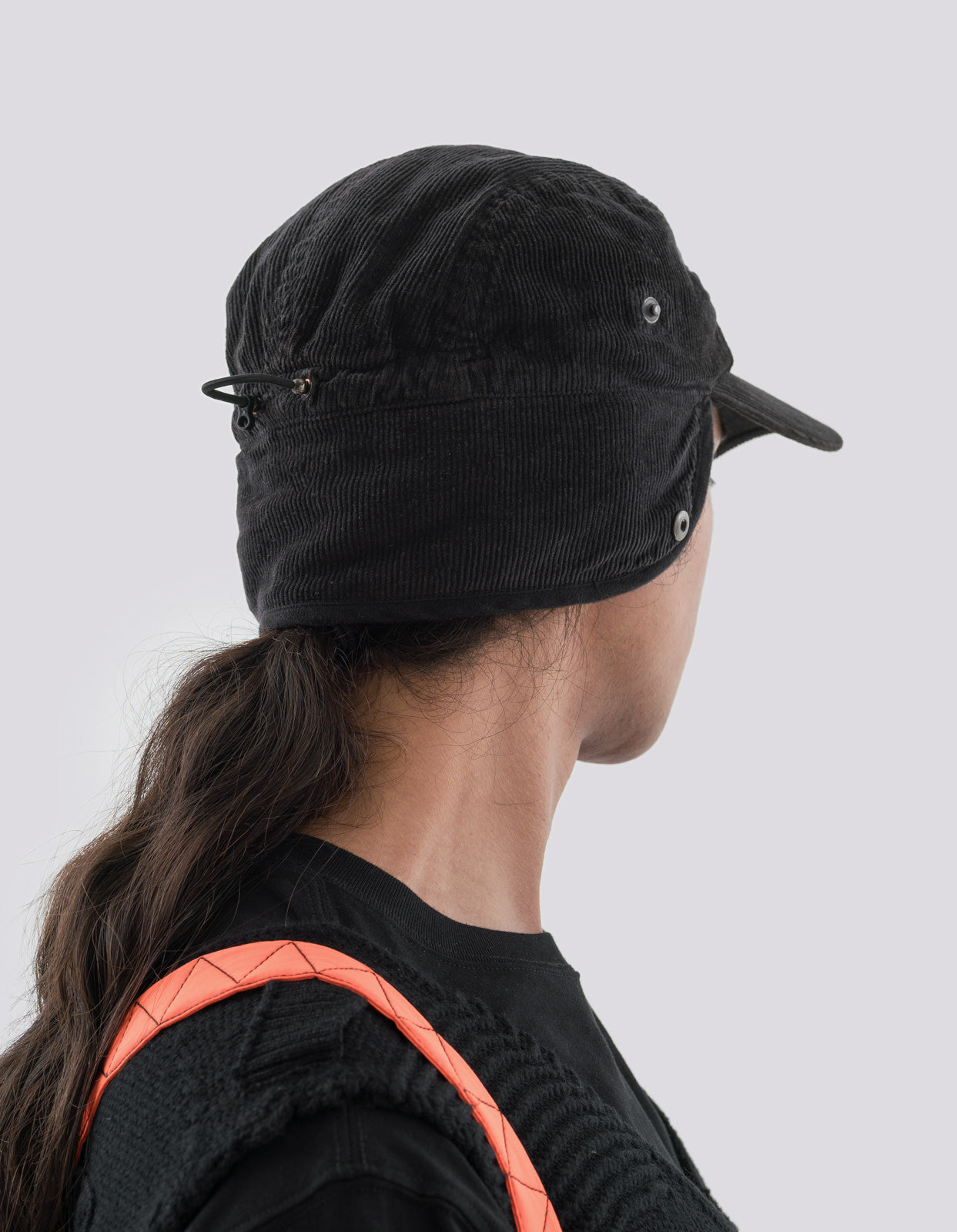 4617 Hemp Cord 5 Panel Aviator Cap Black