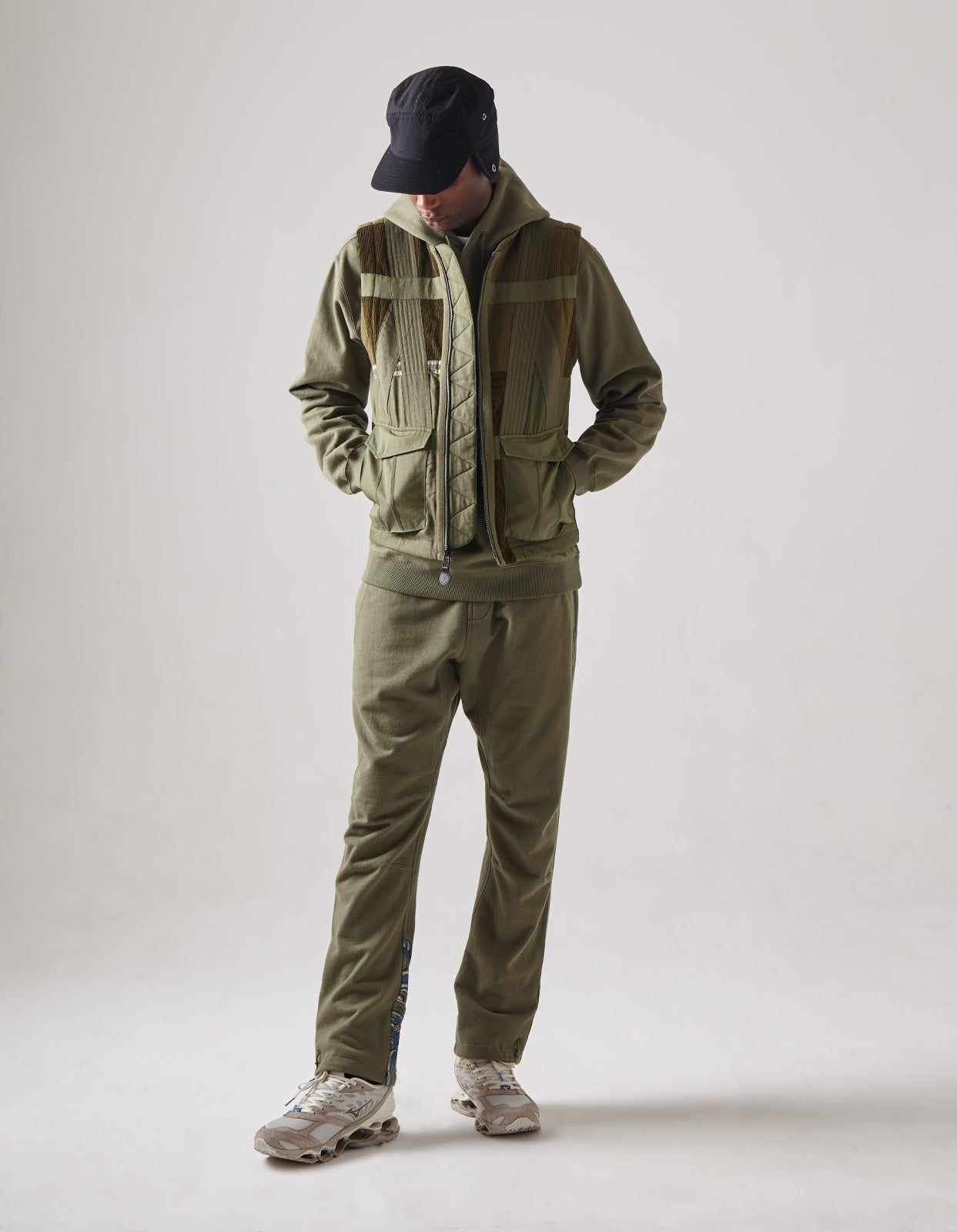 4558 Tugihagi Patchwork Tobi Vest Olive