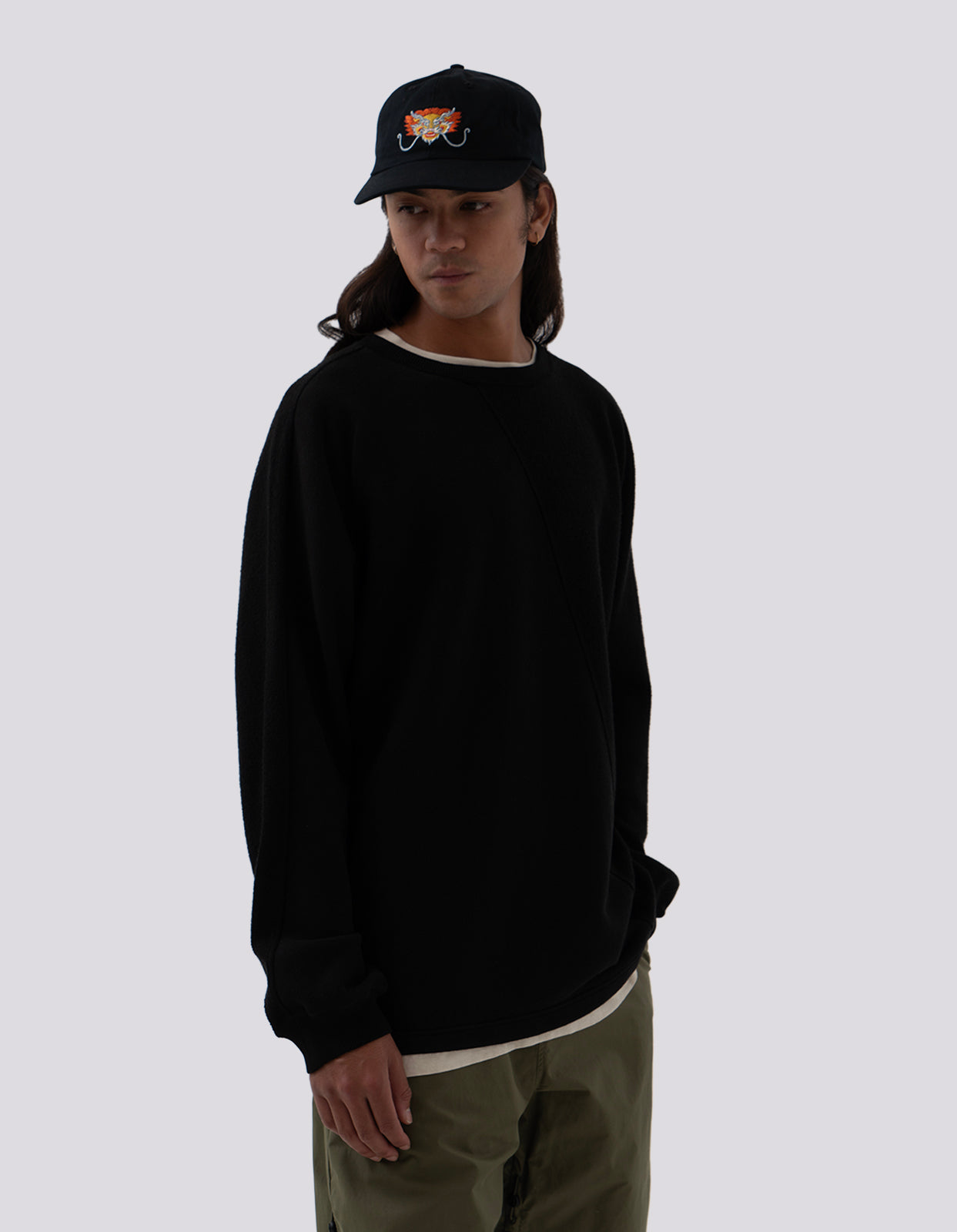 5001 Kesagiri Hemp Crew Sweat Black BLK-108F