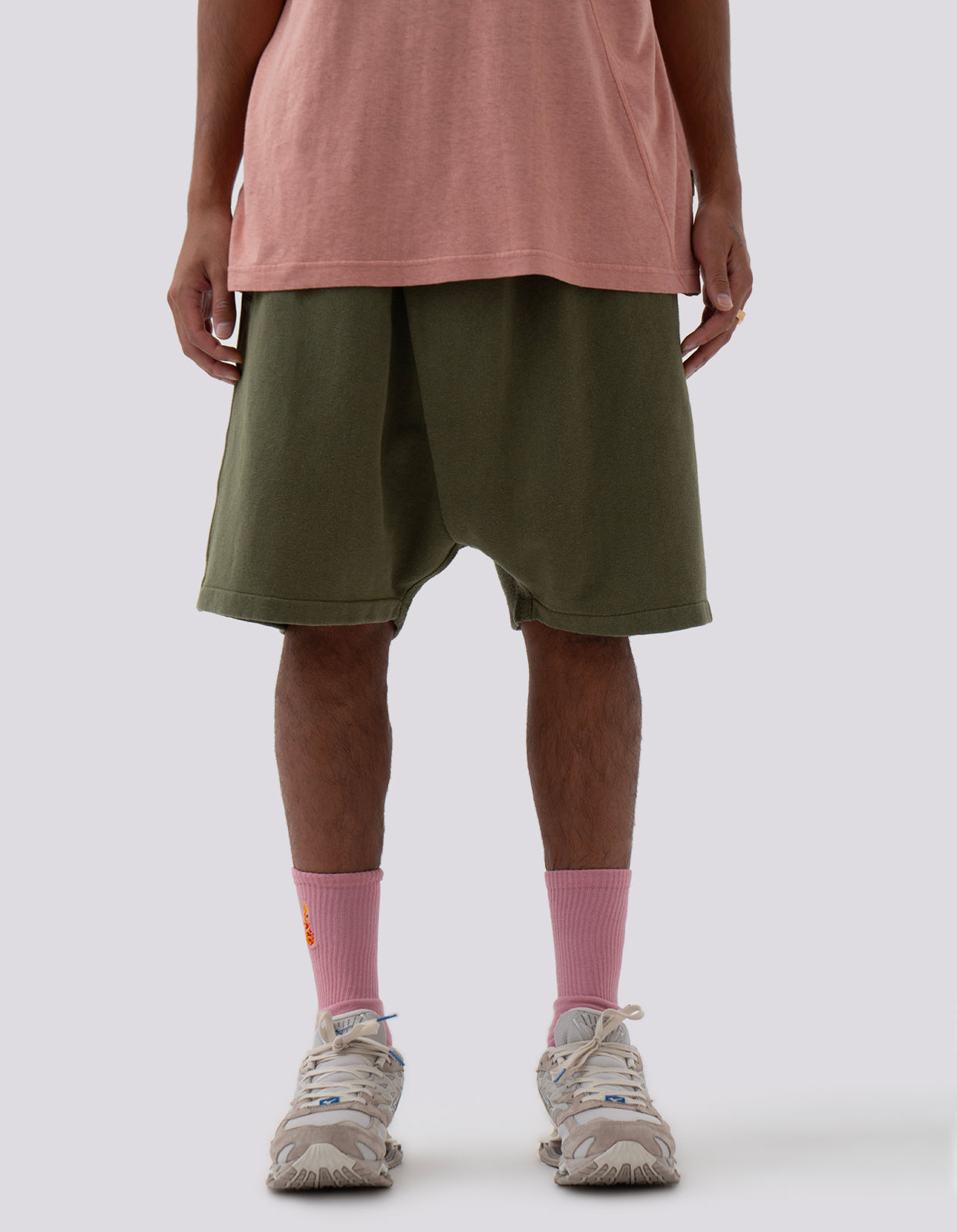 5004 Kesagiri Hemp Sweat Shorts Olive OG-107F