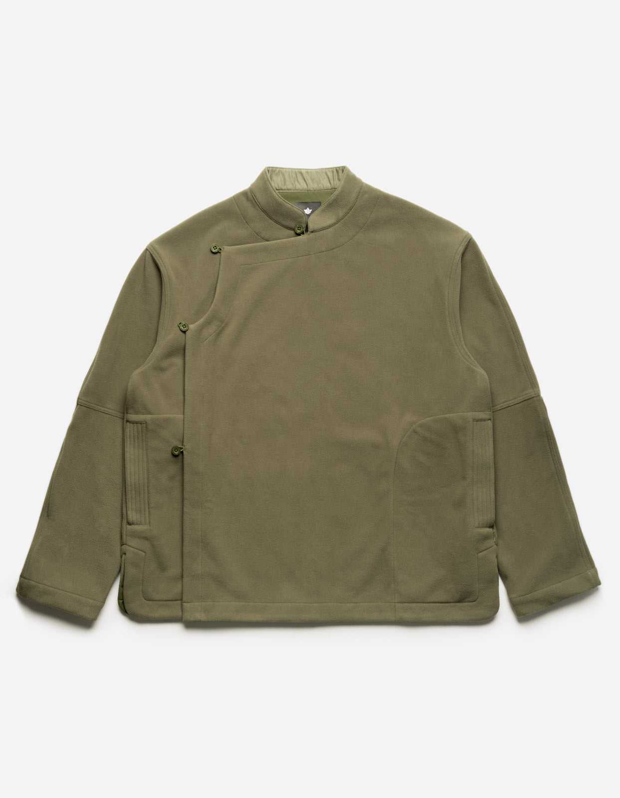 4579 Asym Monk Fleece Overshirt Olive OG-107F