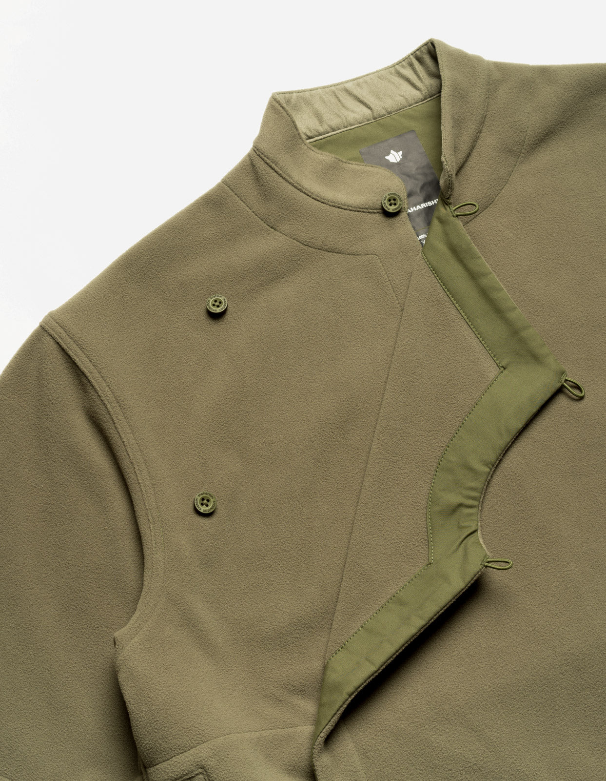 4579 Asym Monk Fleece Overshirt Olive OG-107F