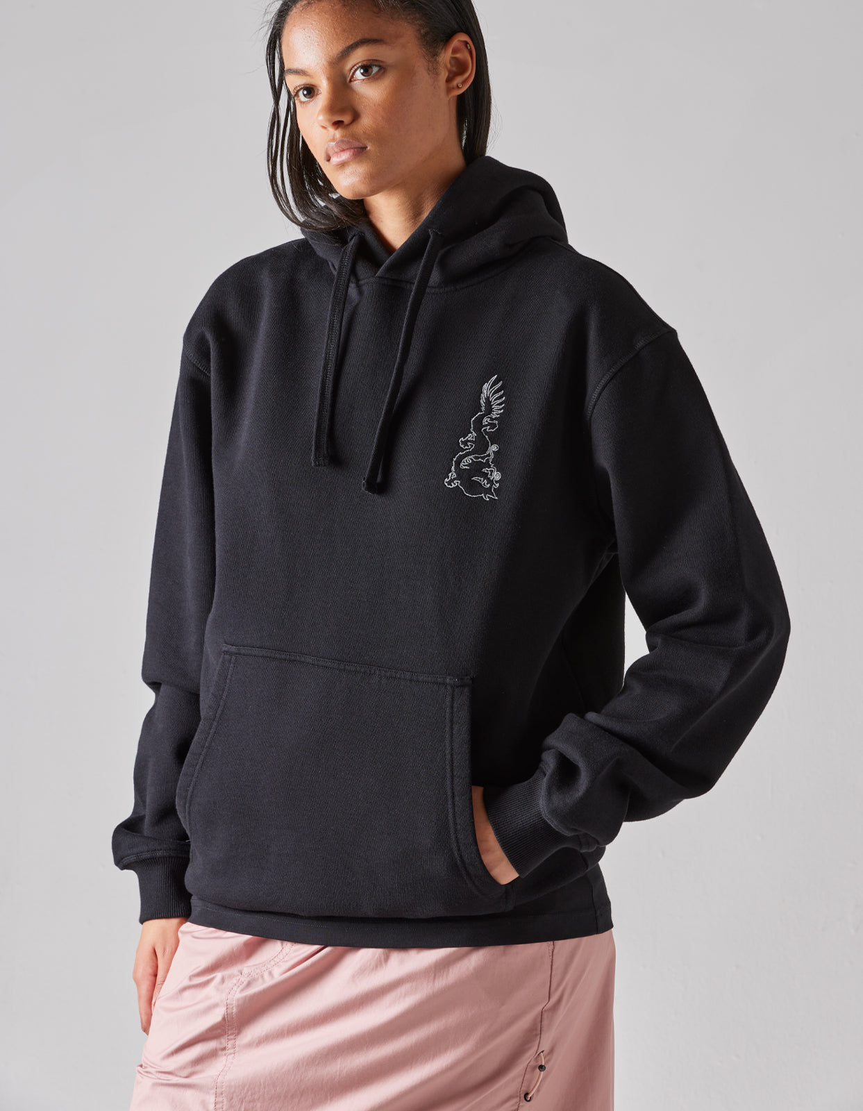 1087 Reflective Dragon Hooded Sweat Black