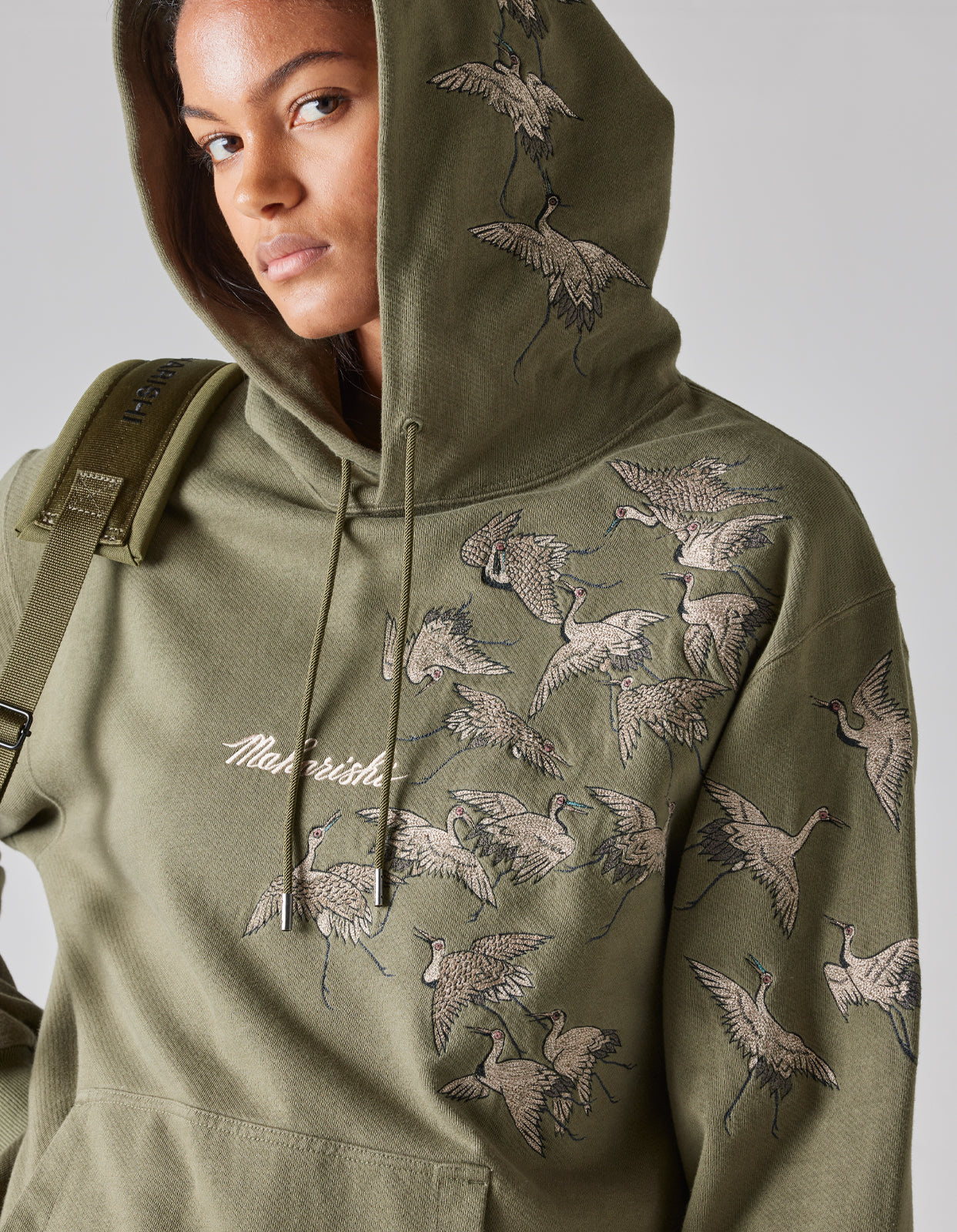 4506 Peace Cranes Hooded Sweat Olive OG-107F