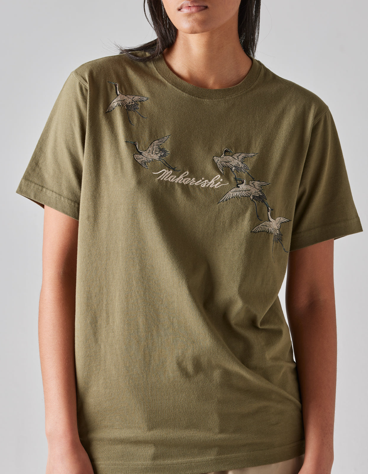 4507 Flying Peace Cranes T-Shirt Olive OG-107F