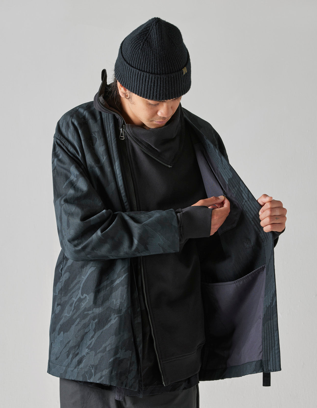 4516 Camo Shinobi Hemp Kimono Subdued Night