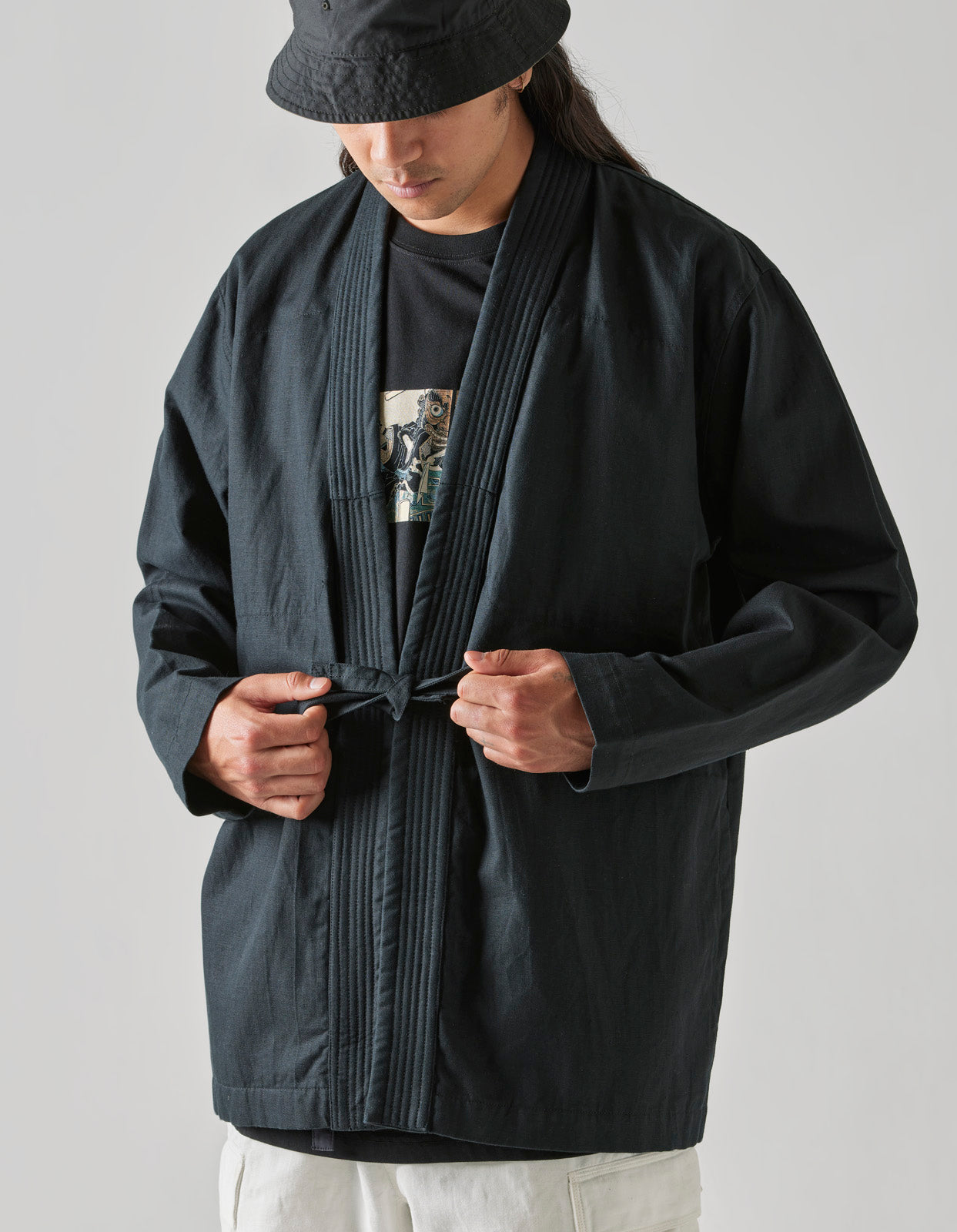 4587 Shinobi Hemp Kimono Black