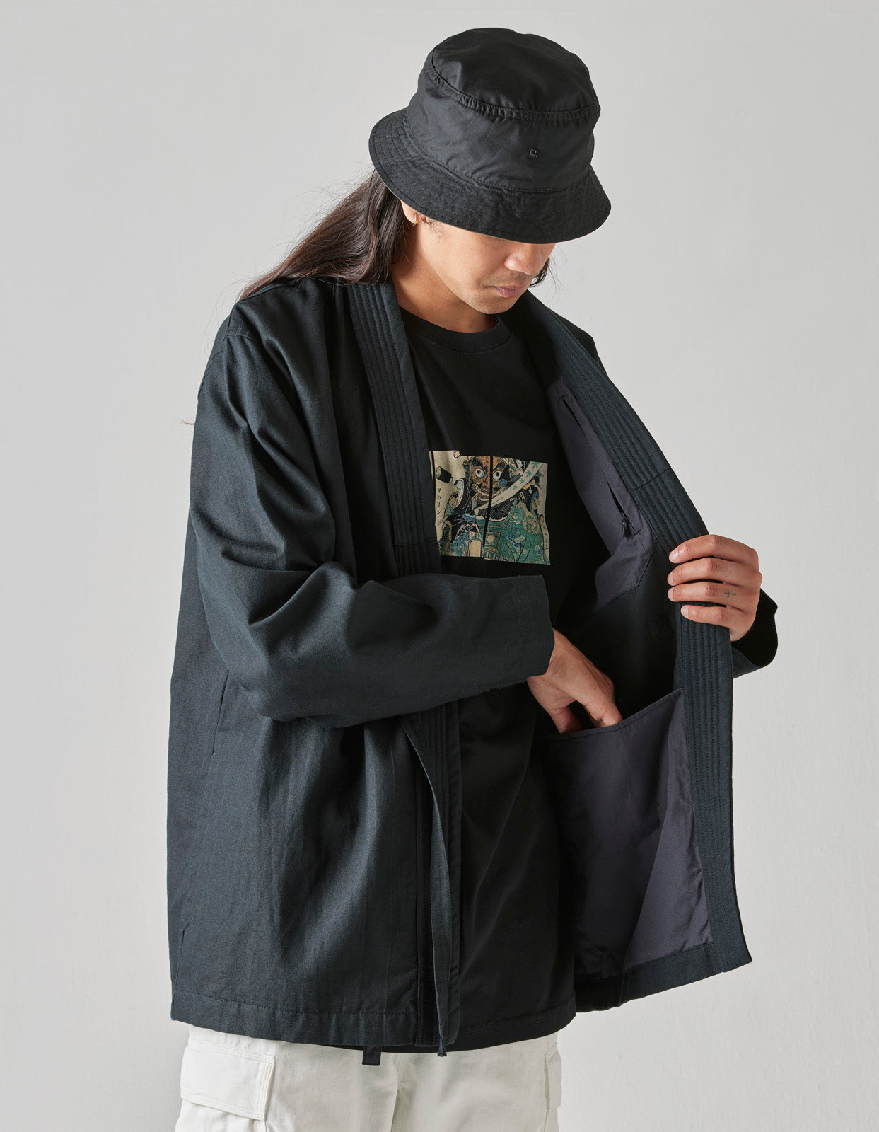 4587 Shinobi Hemp Kimono Black