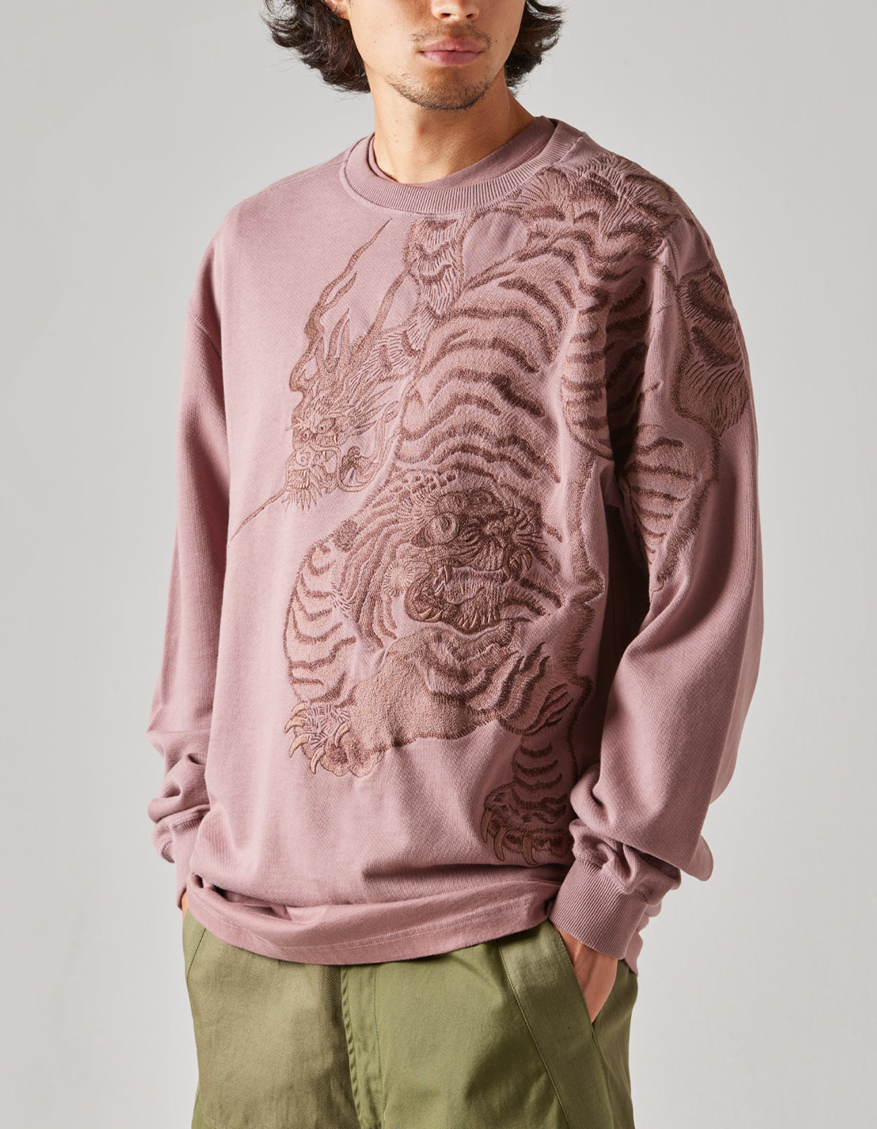 4545 Nekomata Embroidered Crew Sweat Murasaki Purple