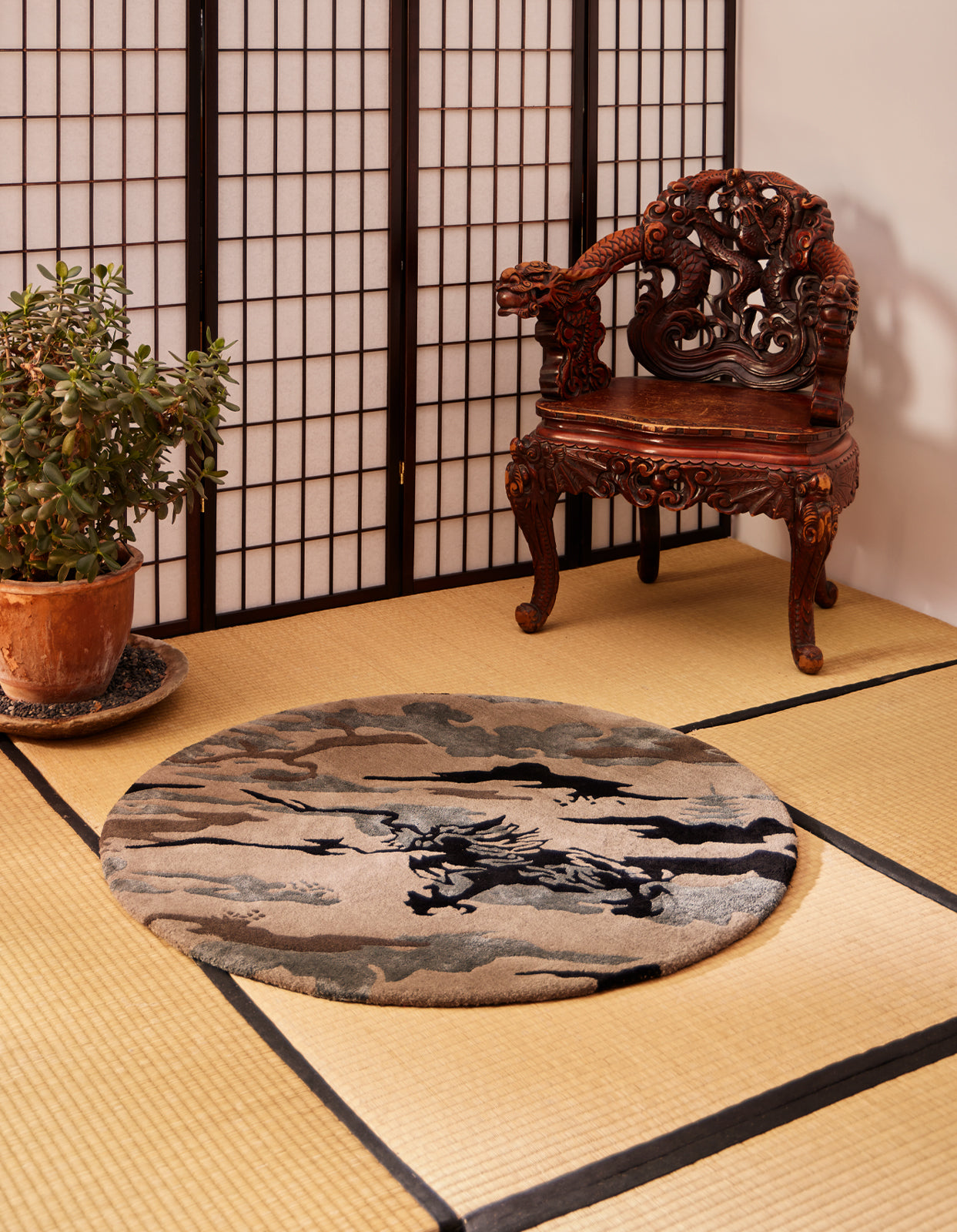 1108 DPM: Bonsai Forest Circular Rug Subdued Night