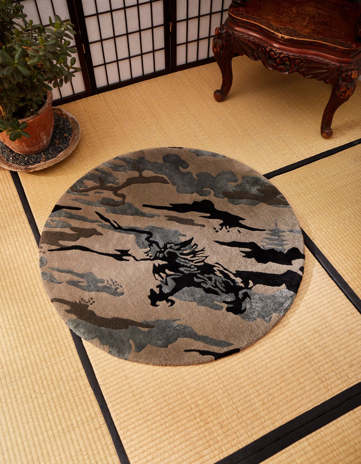 1108 DPM: Bonsai Forest Circular Rug Subdued Night