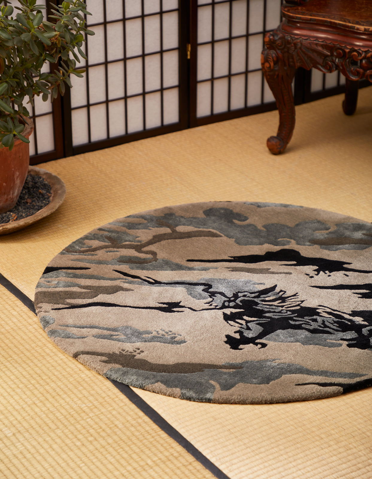 1108 DPM: Bonsai Forest Circular Rug Subdued Night